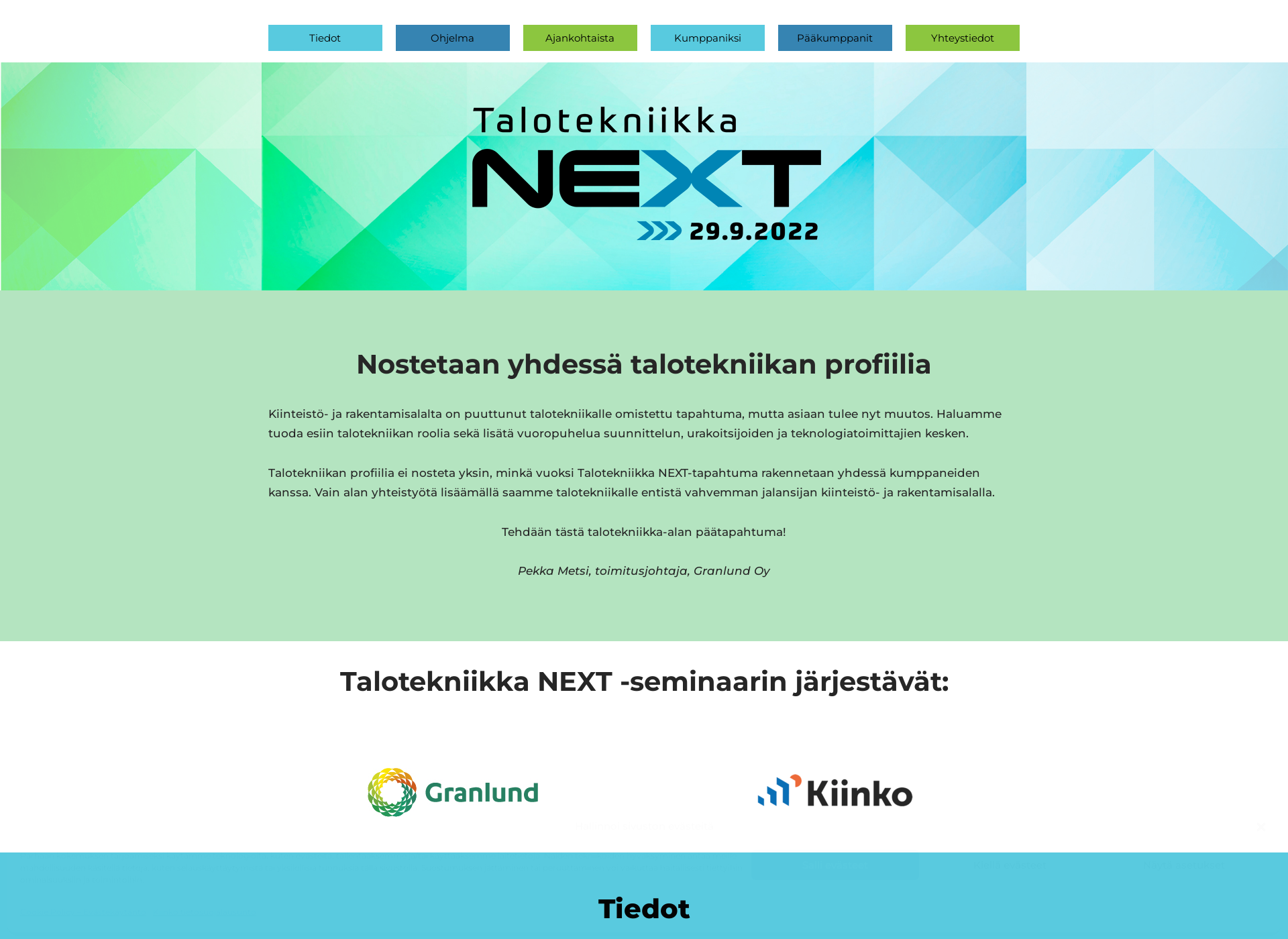 Skärmdump för talotekniikkanext.fi