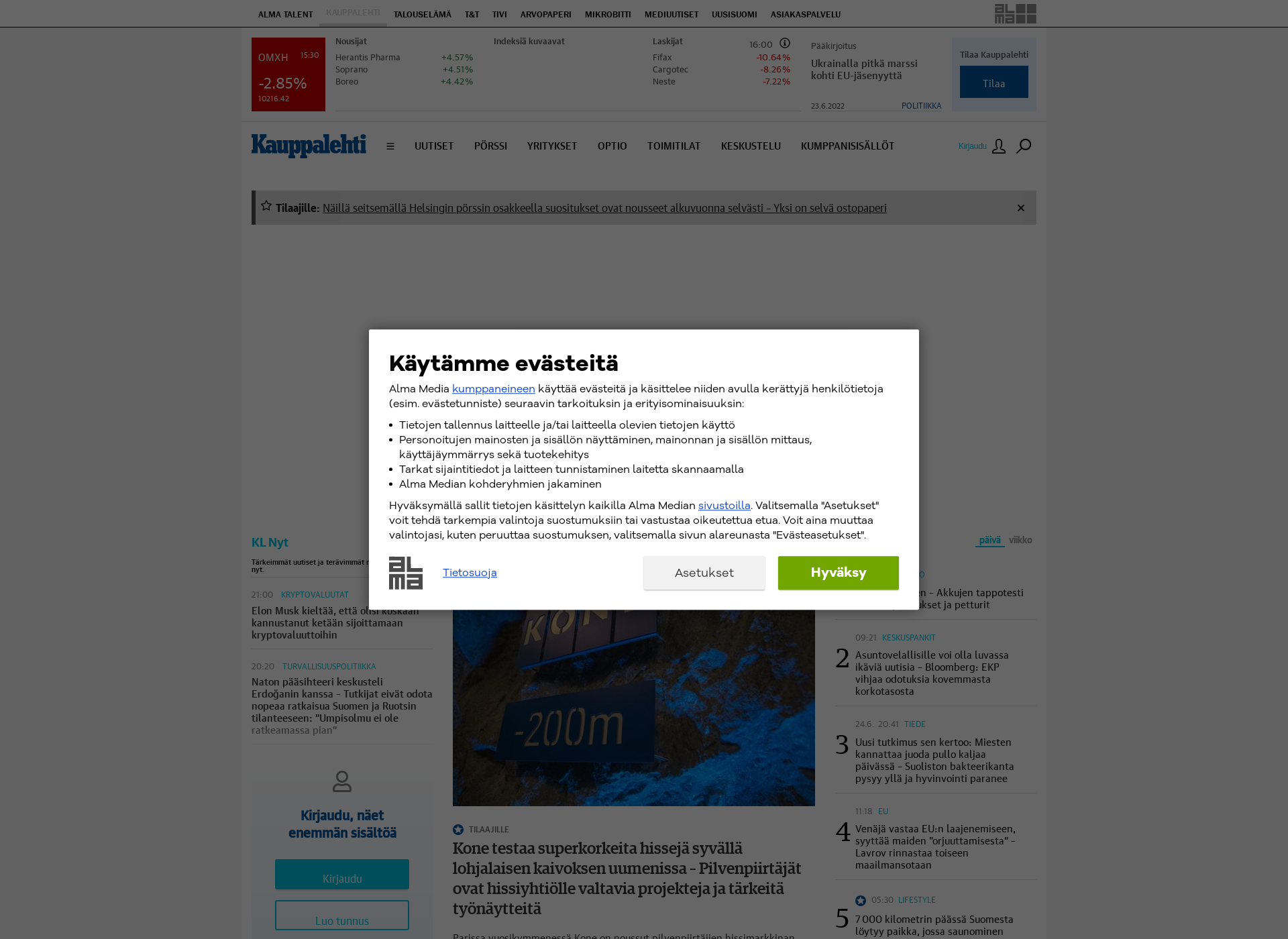 Skärmdump för talousarkisto.fi