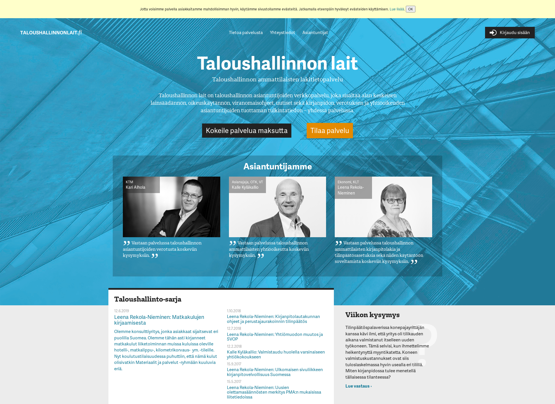 Screenshot for taloushallinnonlait.fi
