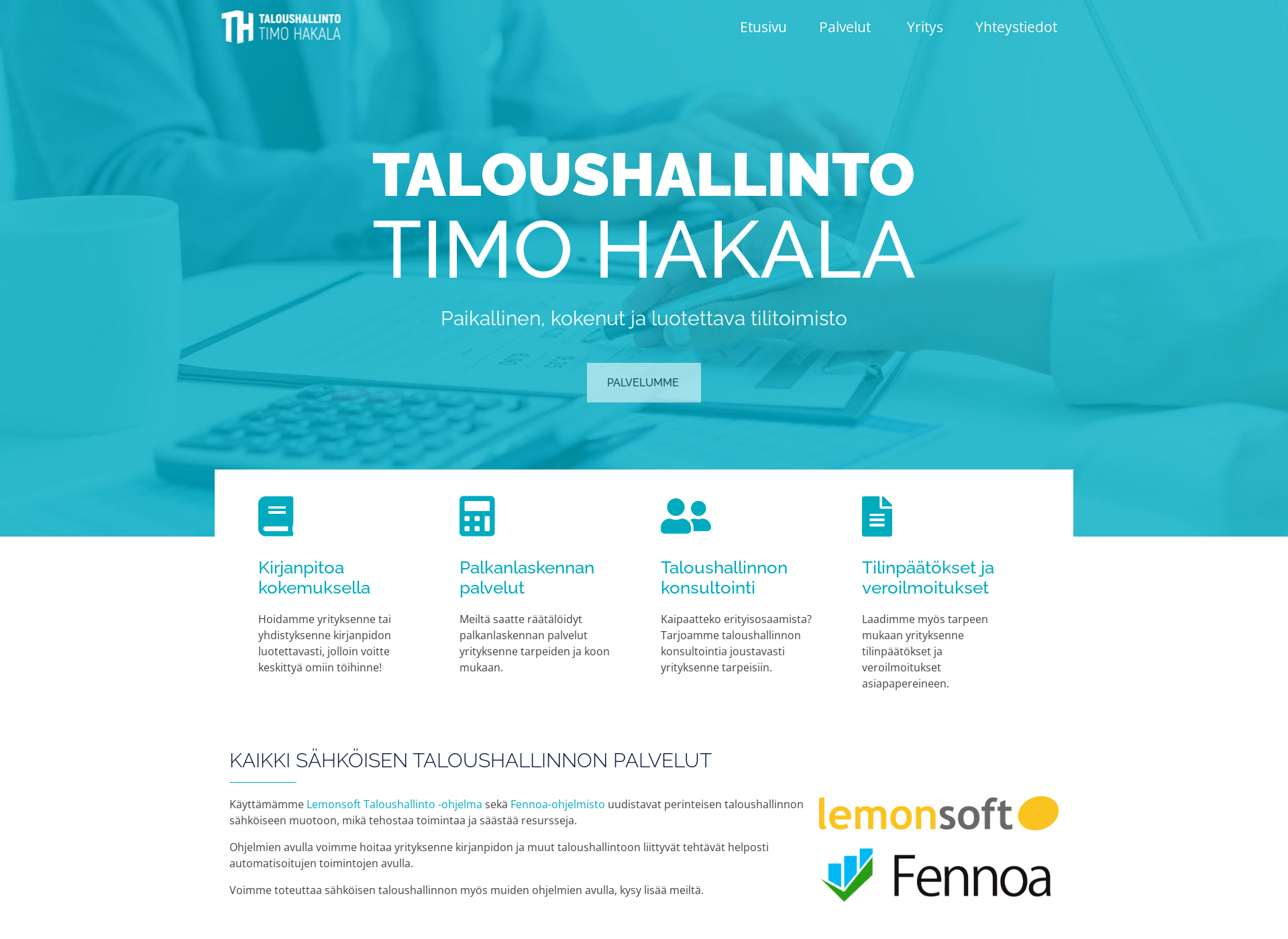 Skärmdump för taloushallintohakala.fi