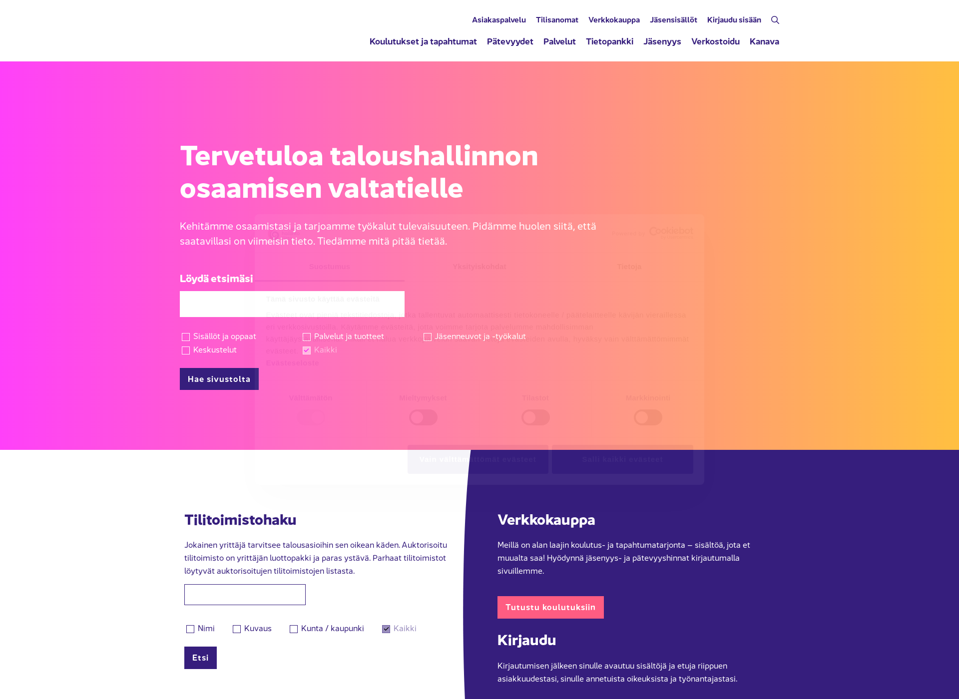 Screenshot for taloushallintoliitto.fi