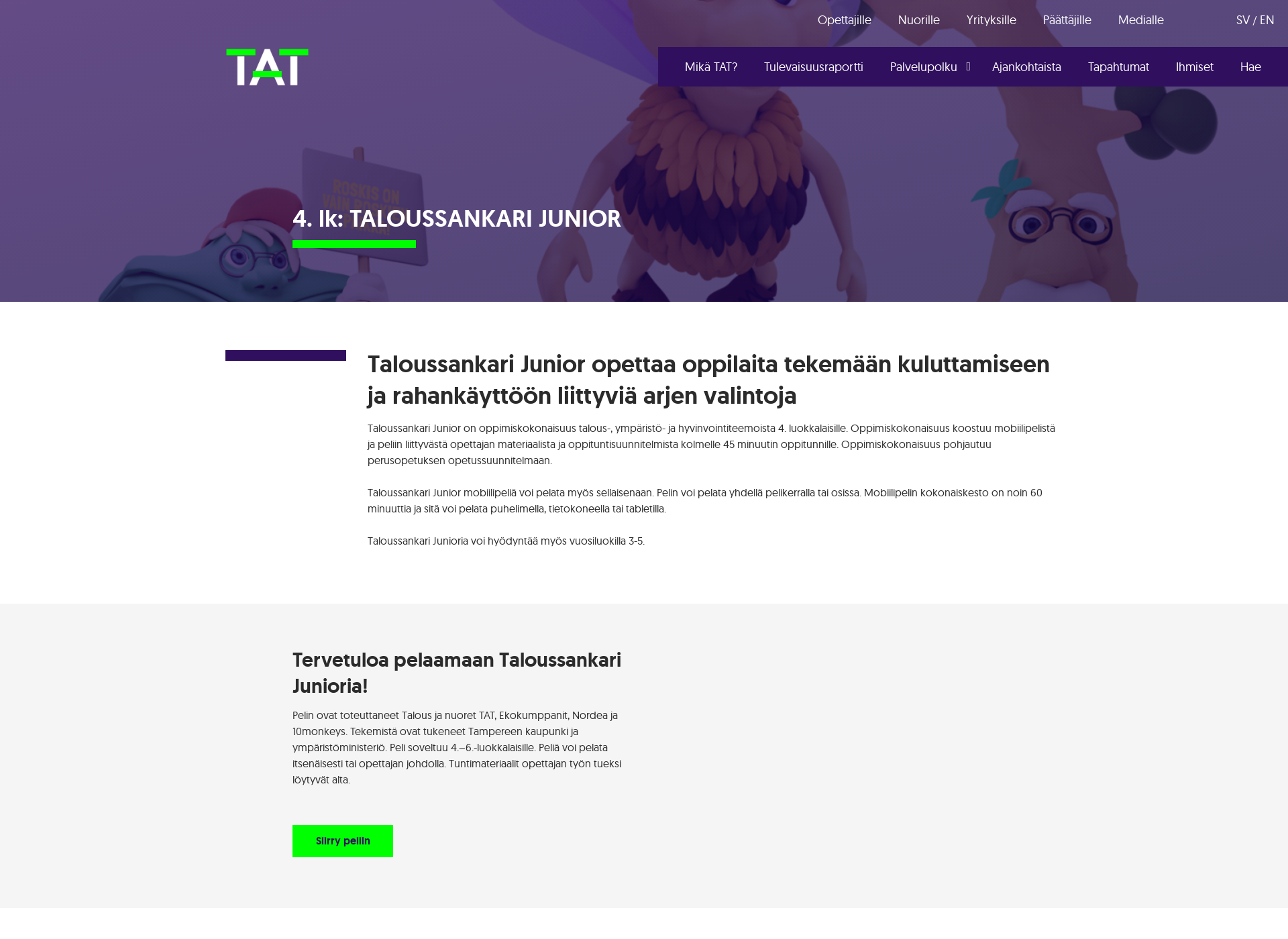 Screenshot for taloussankarijunior.fi