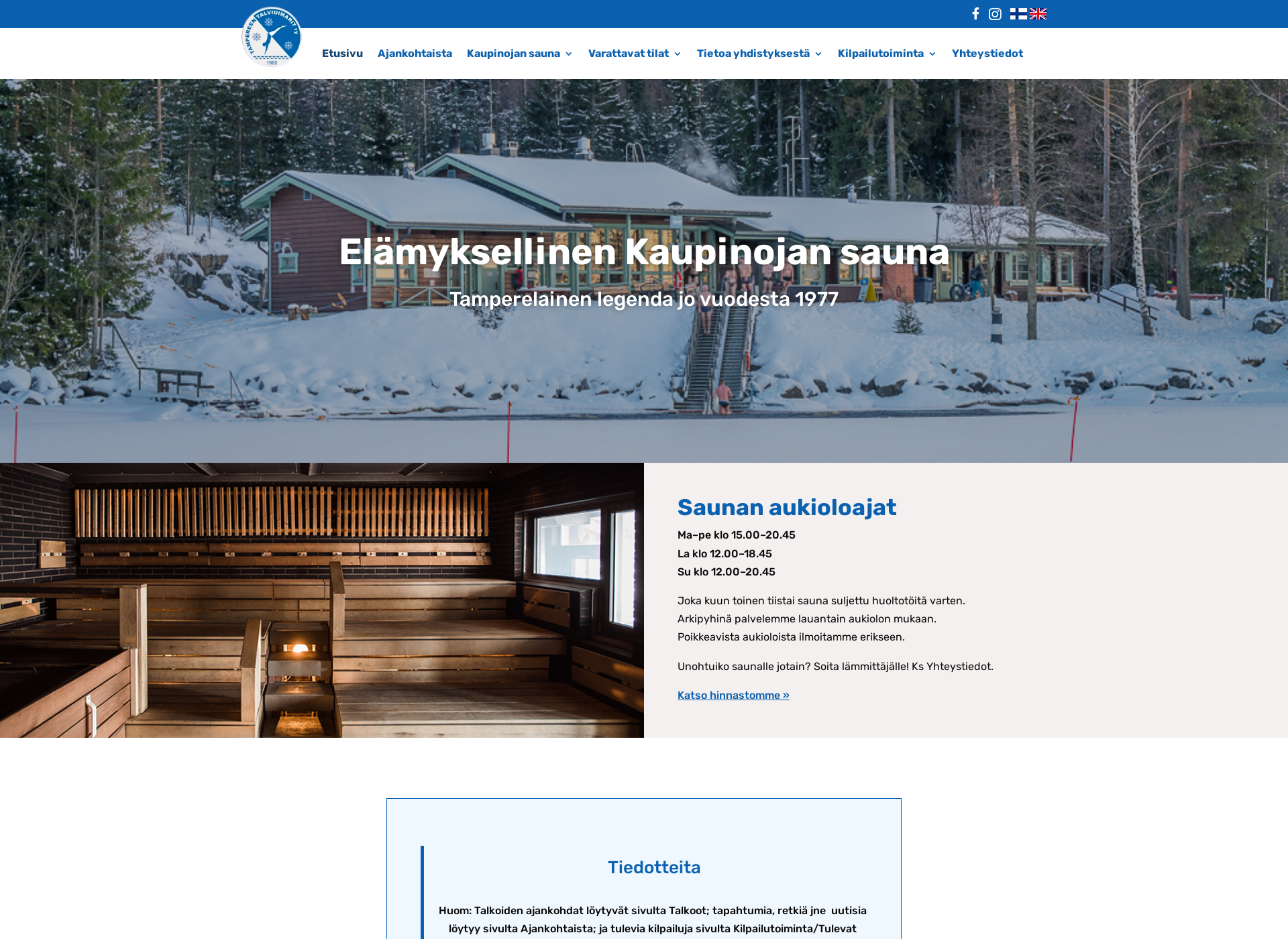 Skärmdump för talviuimarit.fi
