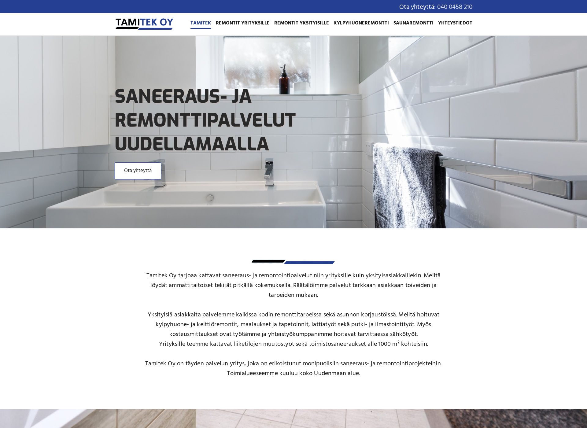 Skärmdump för tamitek.fi
