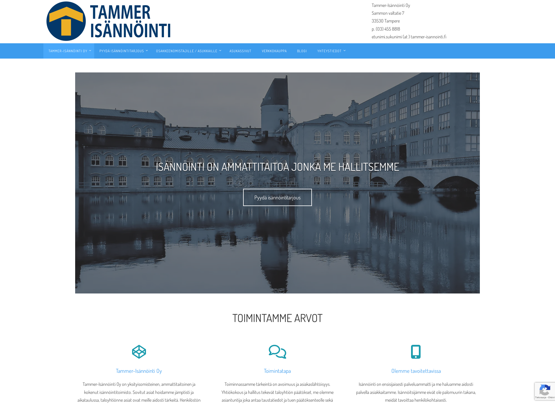 Skärmdump för tammer-isannointi.fi