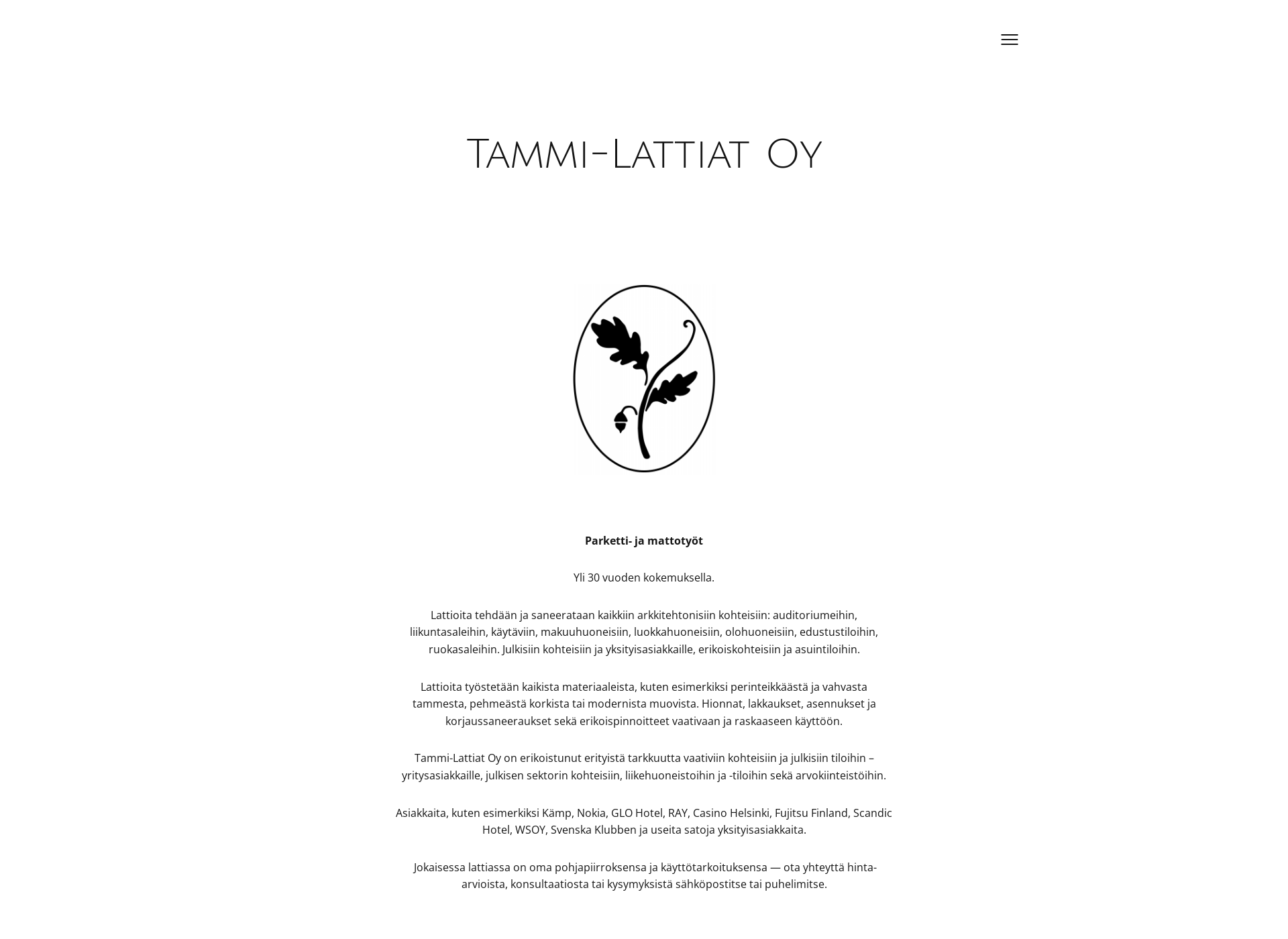 Skärmdump för tammilattiat.fi