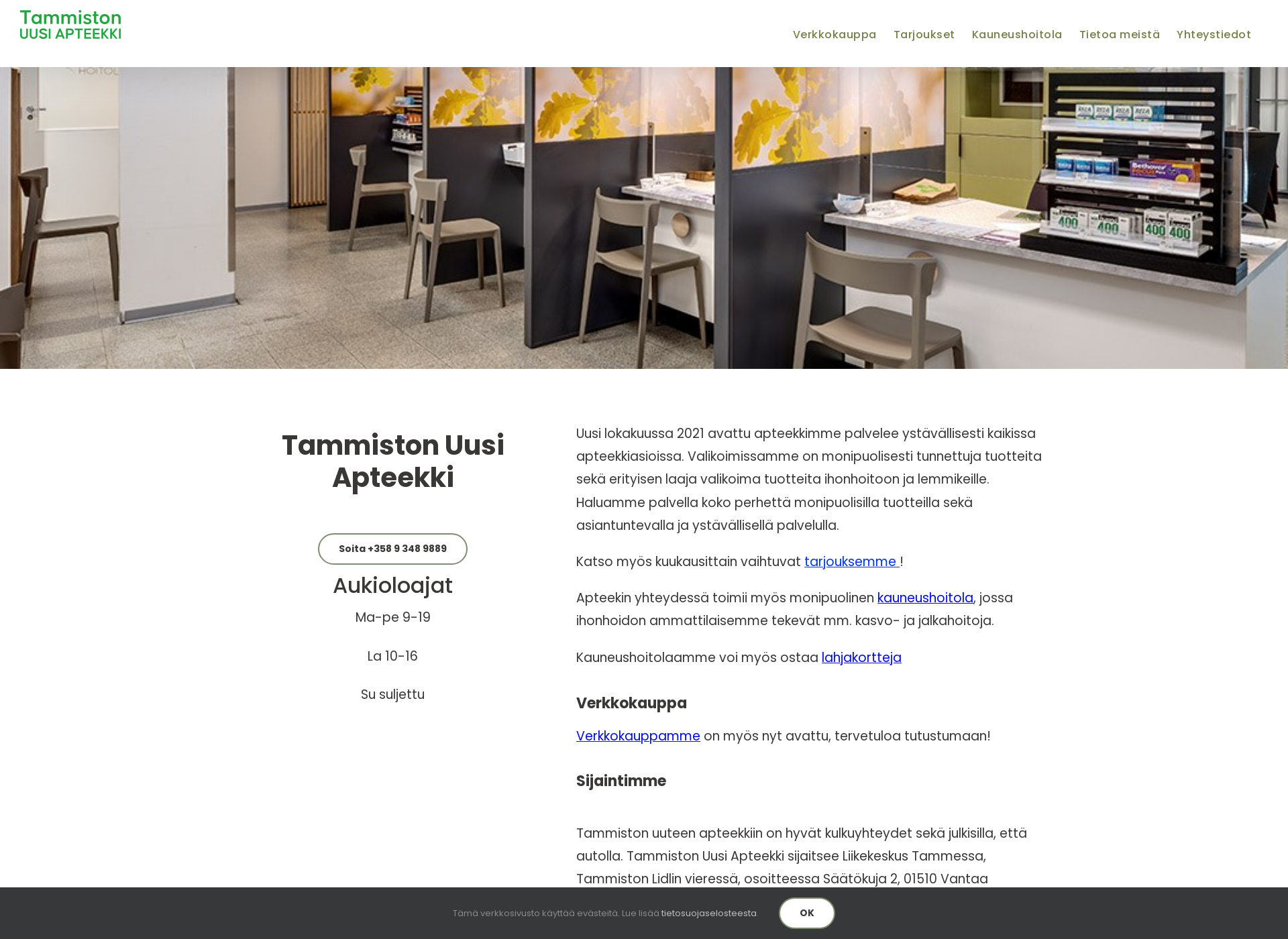 Screenshot for tammistonapteekki.fi