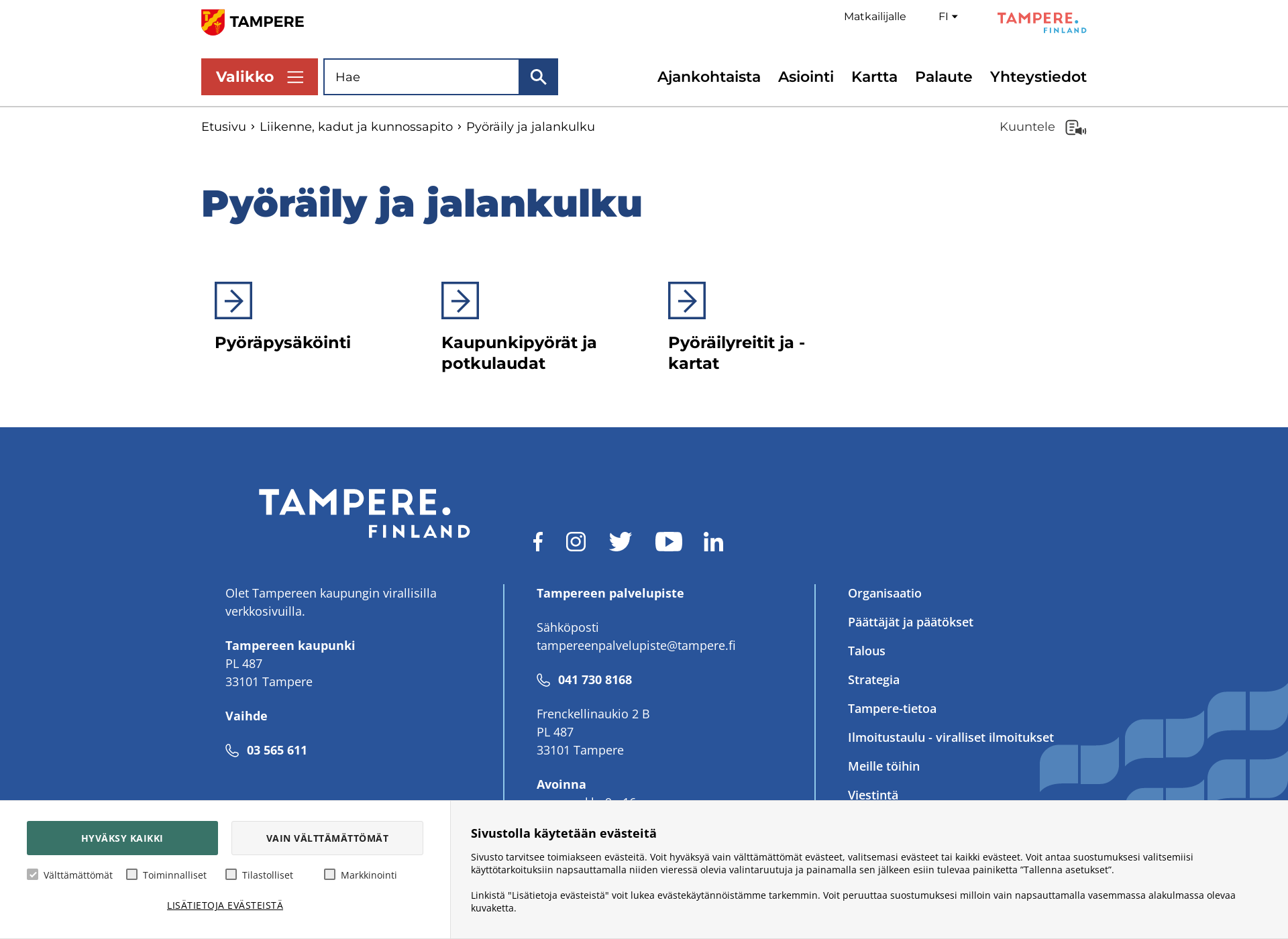 Näyttökuva tamperecitybike.fi