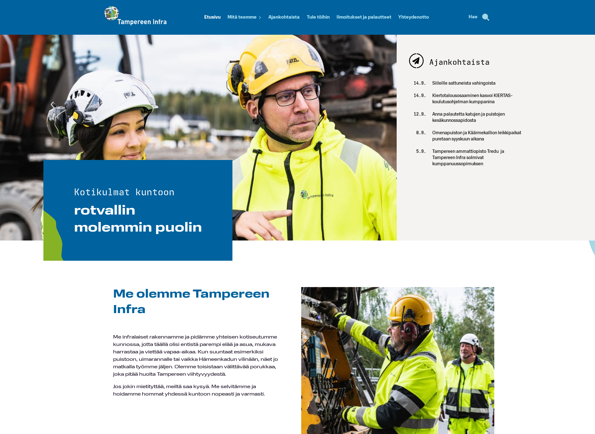 Screenshot for tampereeninfra.fi