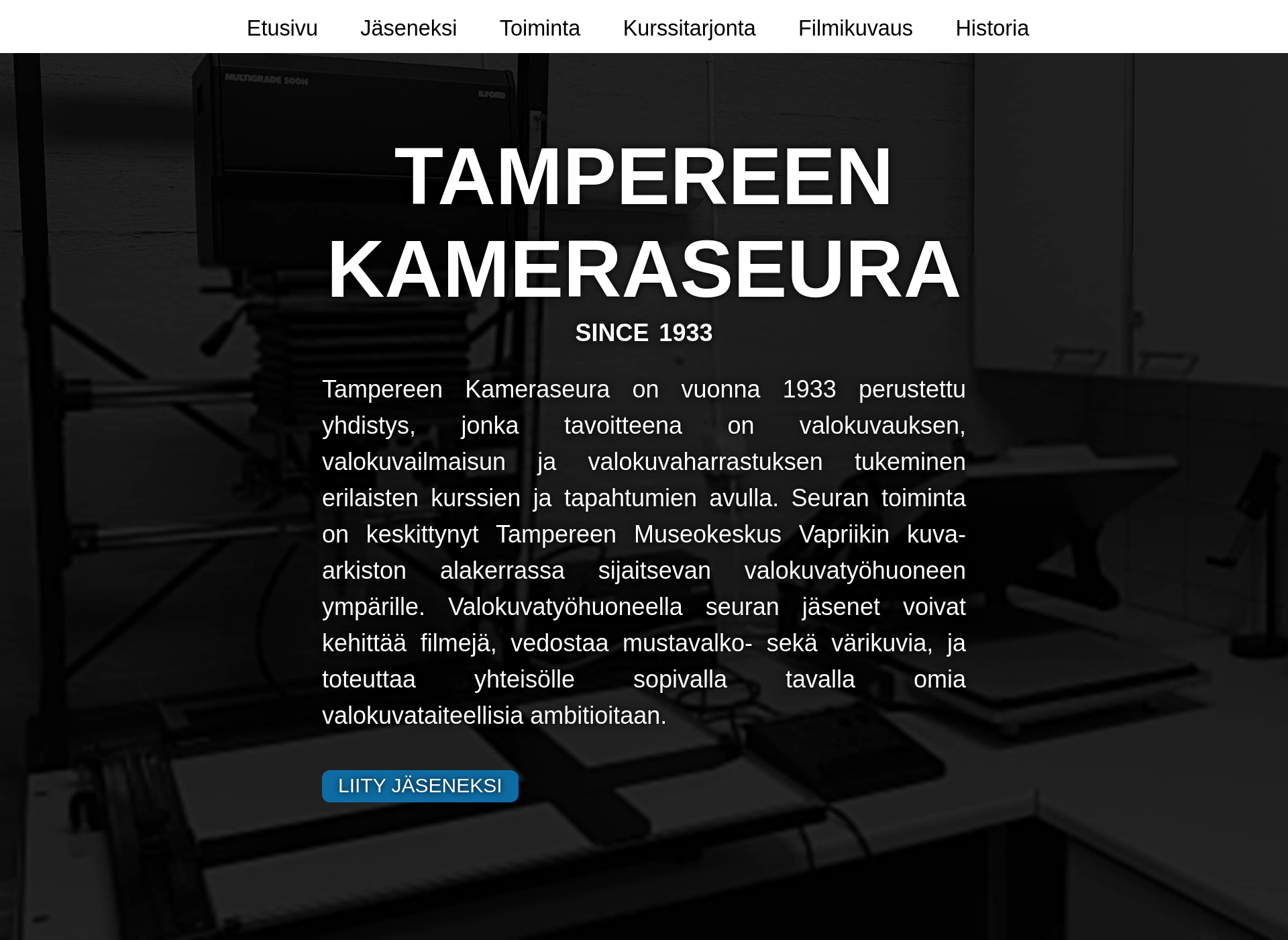 Skärmdump för tampereenkameraseura.fi