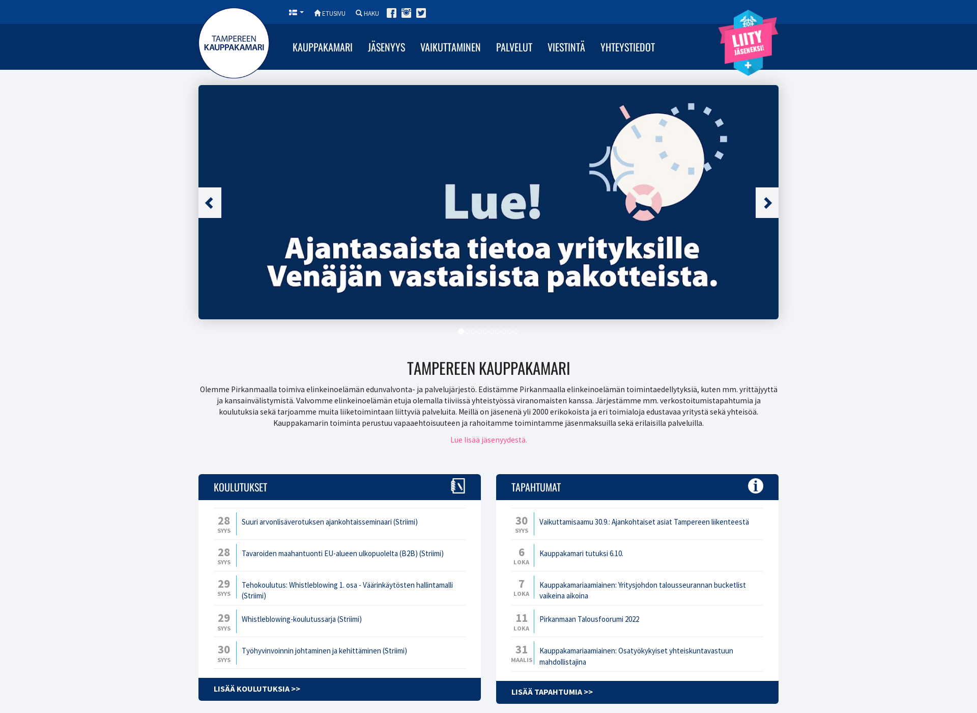 Näyttökuva tampereenkauppakamari.fi