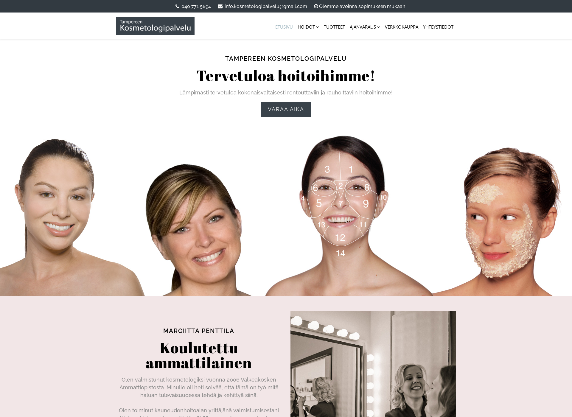 Screenshot for tampereenkosmetologipalvelu.fi