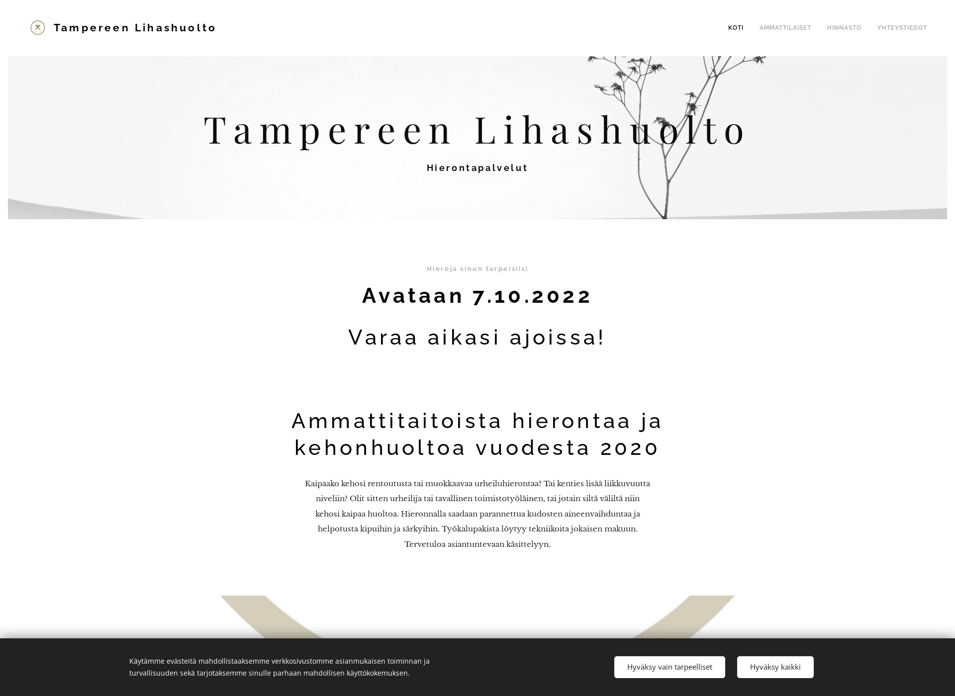 Skärmdump för tampereenlihashuolto.fi