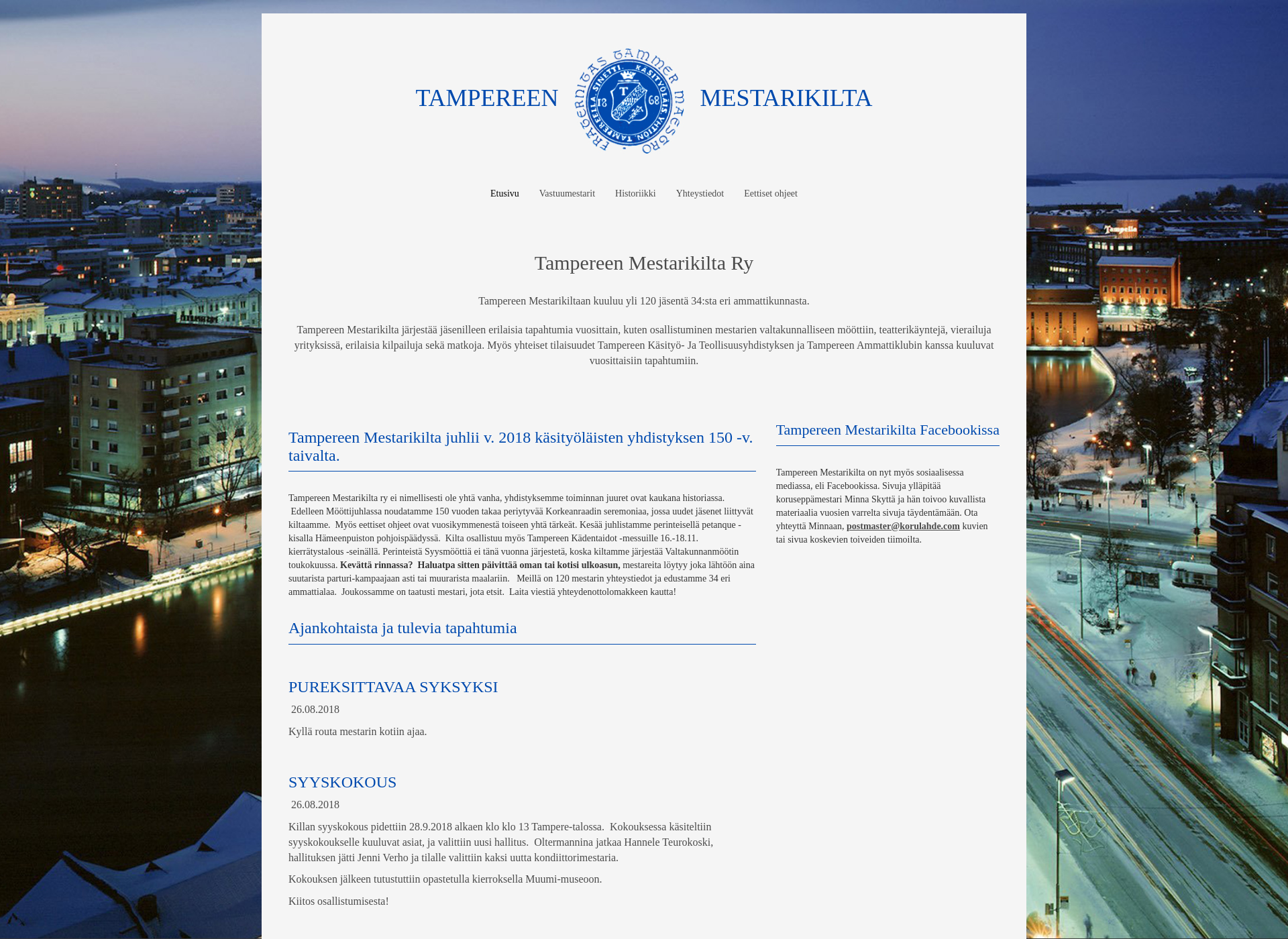 Skärmdump för tampereenmestarikilta-ftm.fi