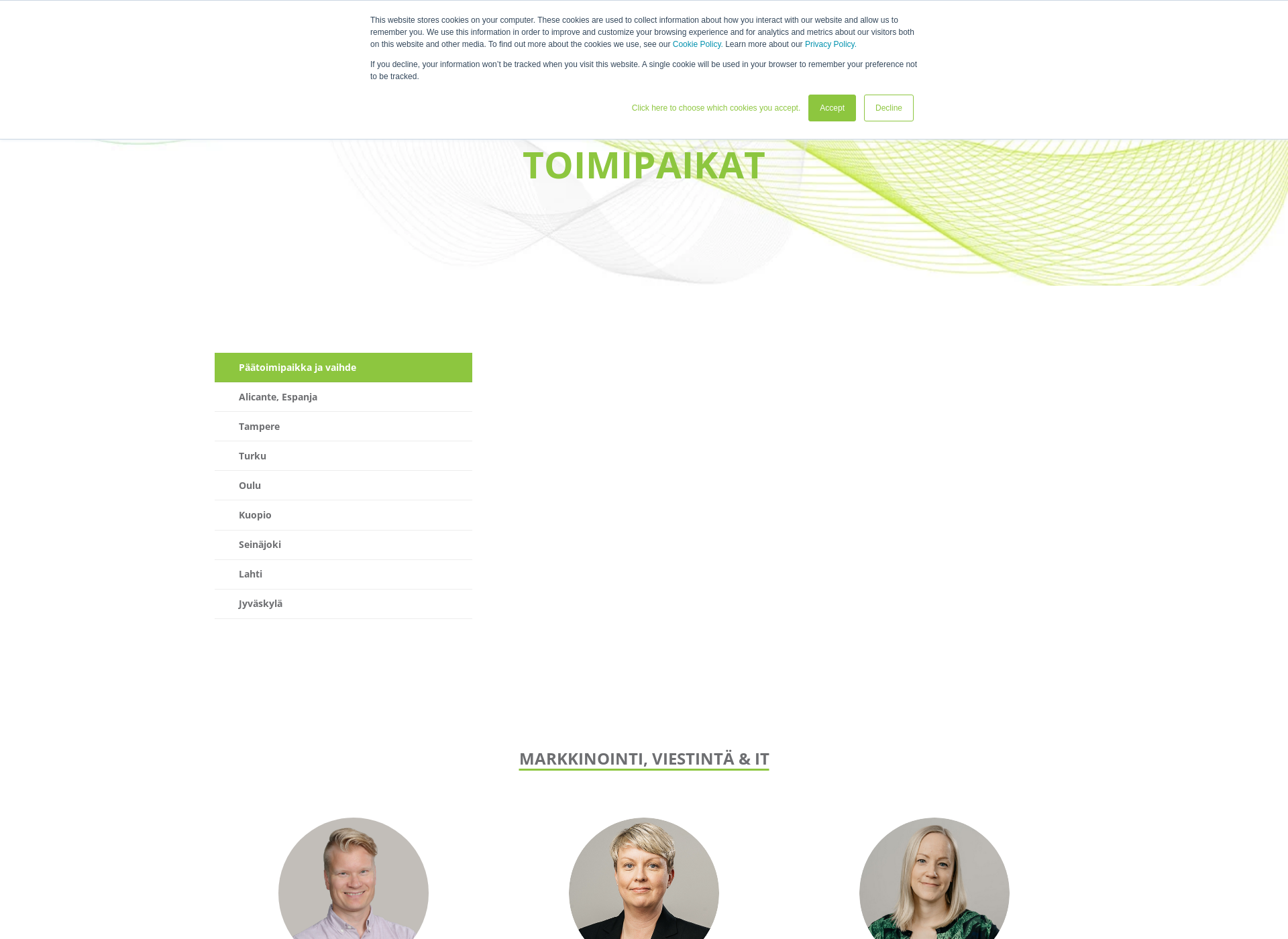 Skärmdump för tampereenpatenttitoimisto.fi