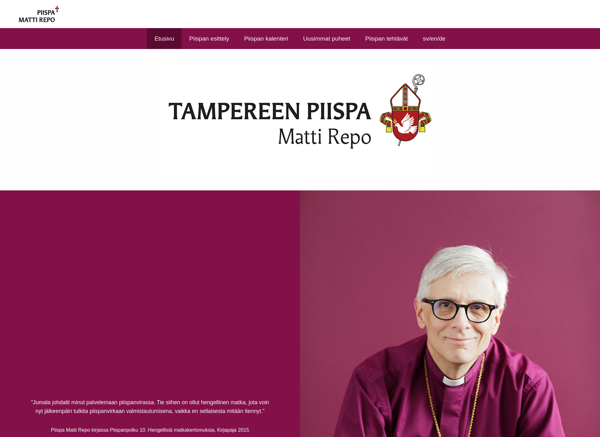 Skärmdump för tampereenpiispa.fi