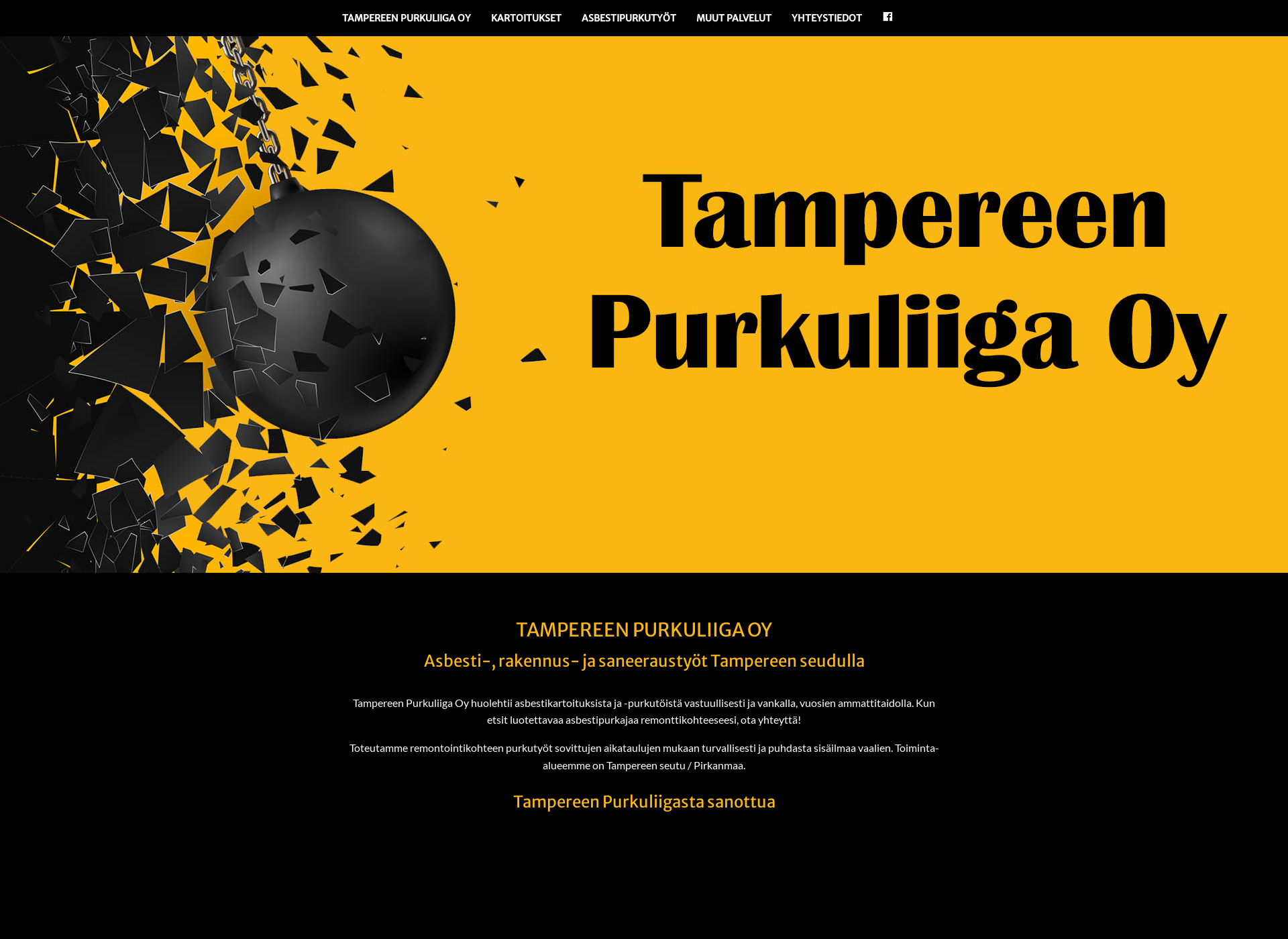 Skärmdump för tampereenpurkuliiga.fi