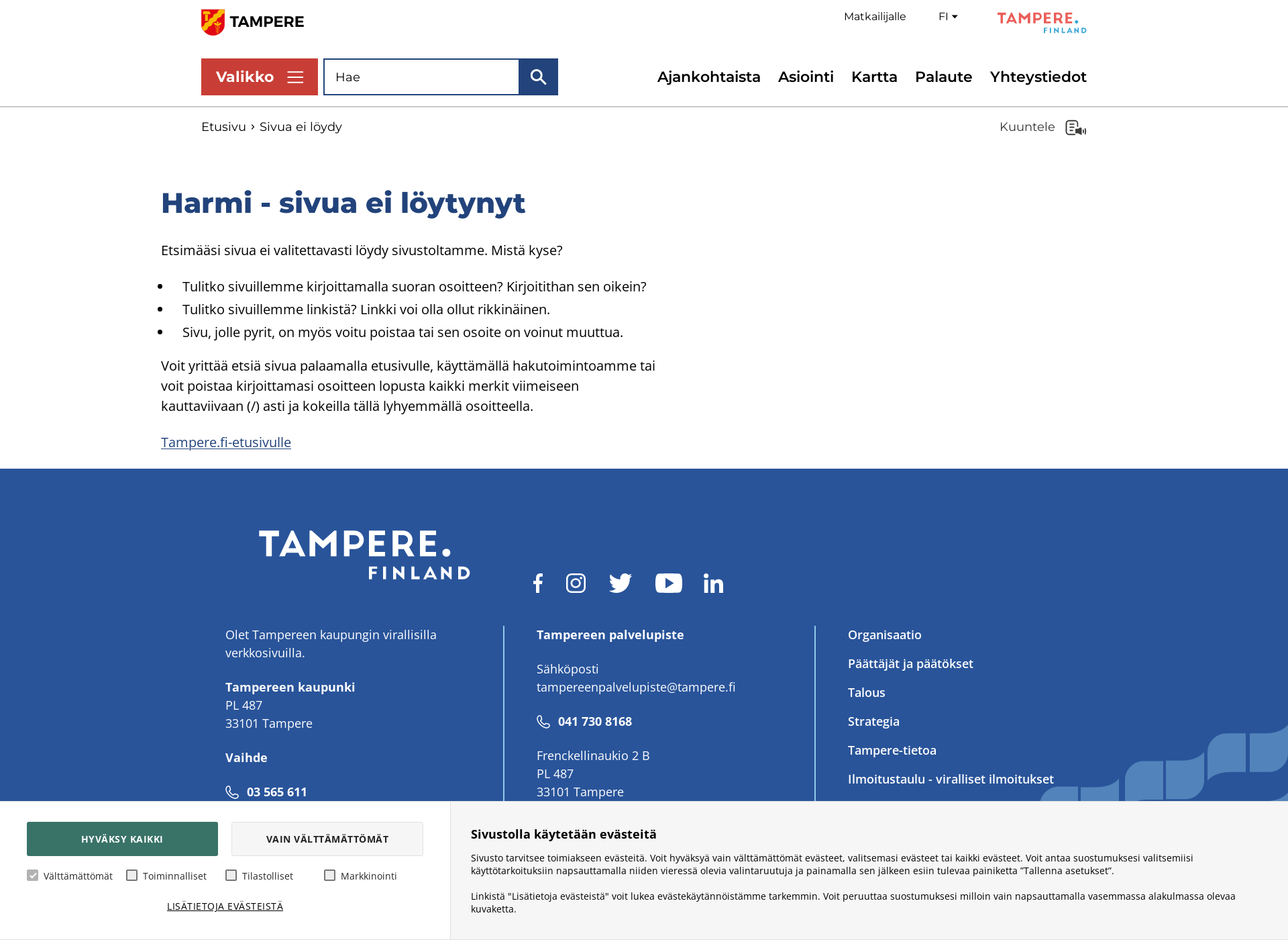 Screenshot for tampereenpäivä.fi