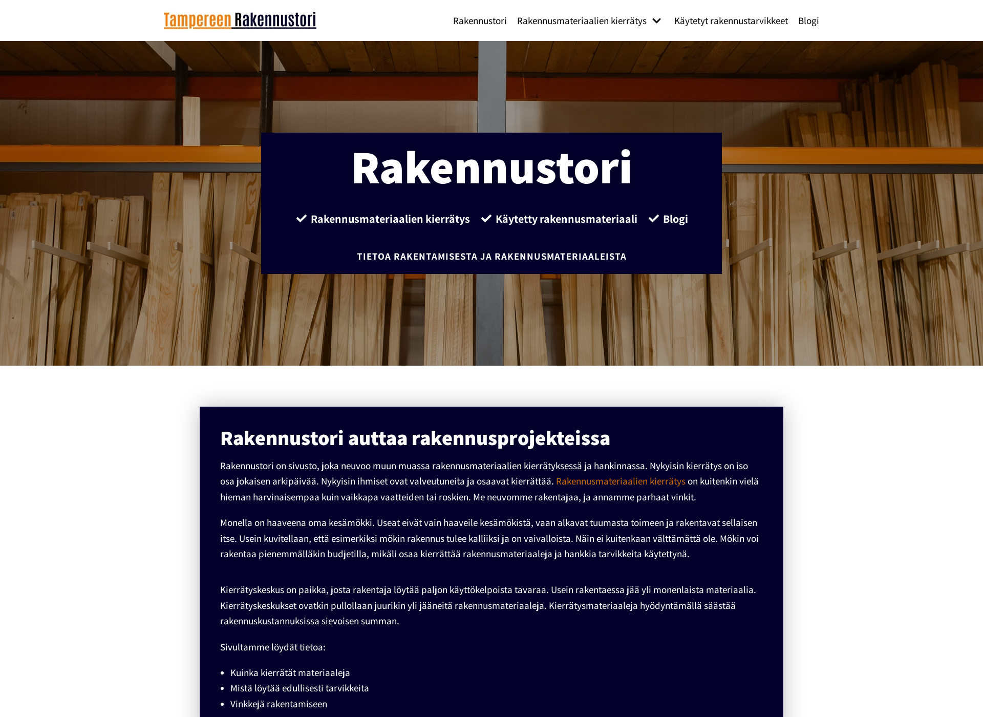 Screenshot for tampereenrakennustori.fi