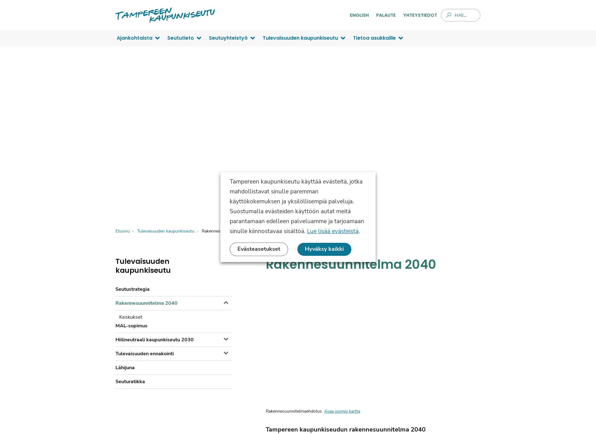 Skärmdump för tampereenseutu2040.fi