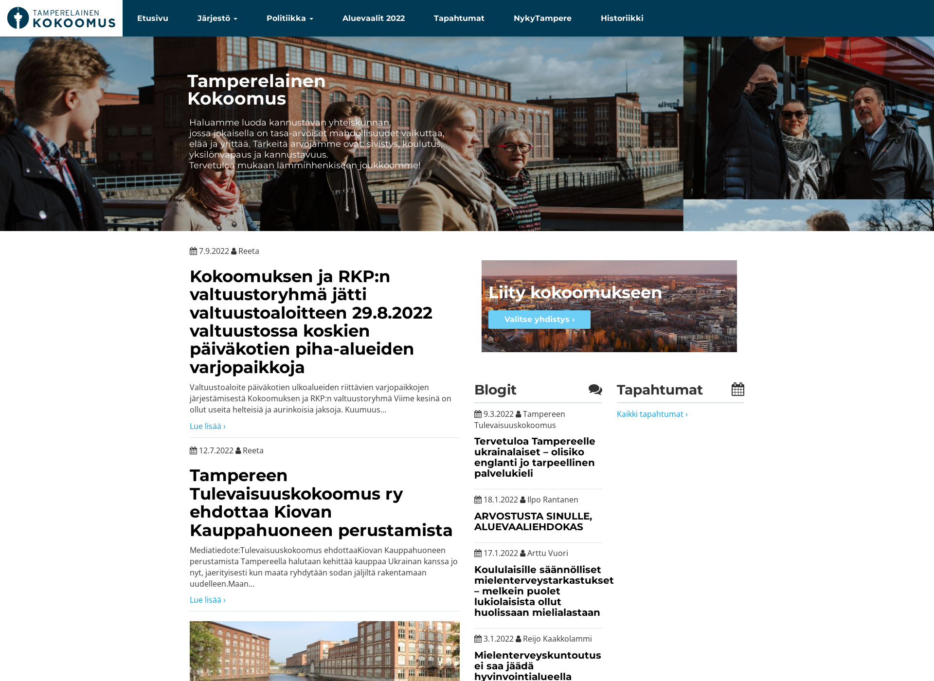 Screenshot for tamperelainenkokoomus.fi