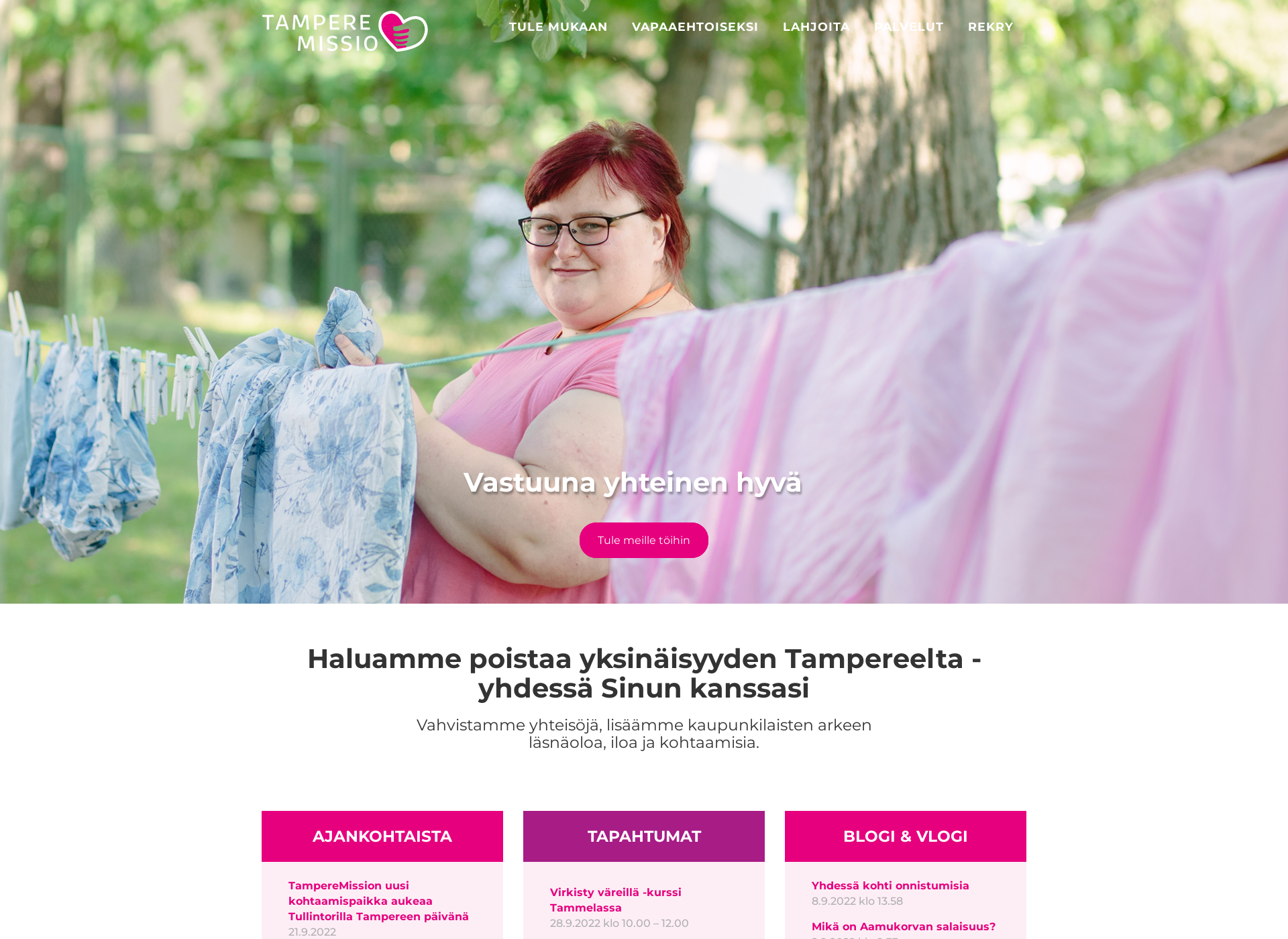Skärmdump för tamperemissio.fi