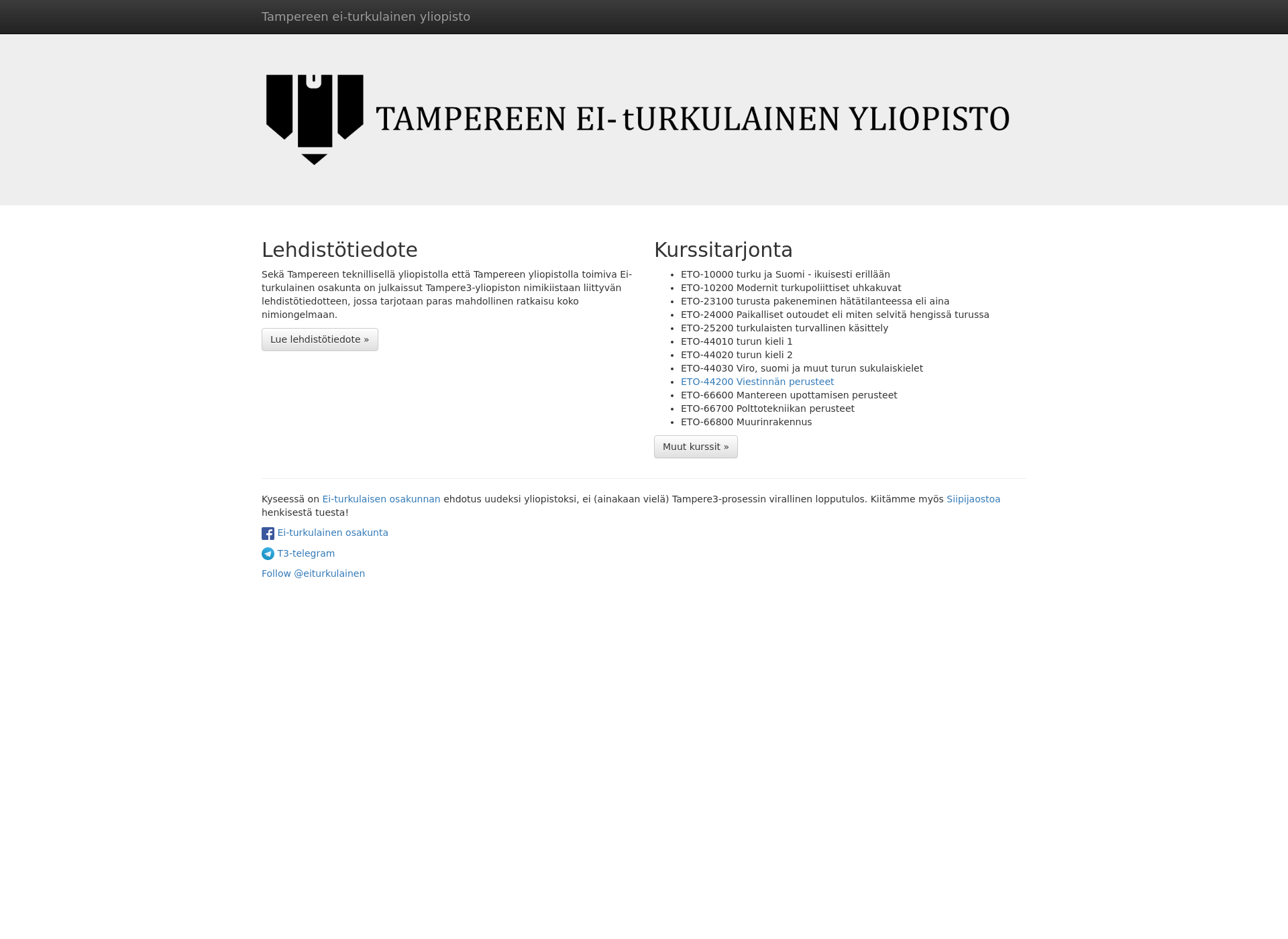 Skärmdump för tampereuniversity.fi