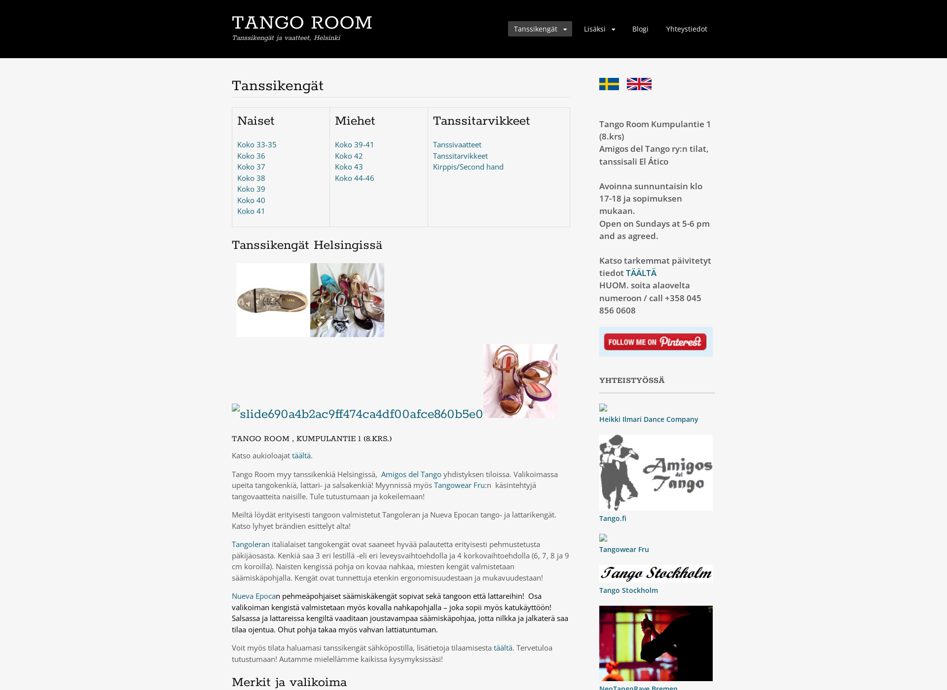 Skärmdump för tanssikengat.fi