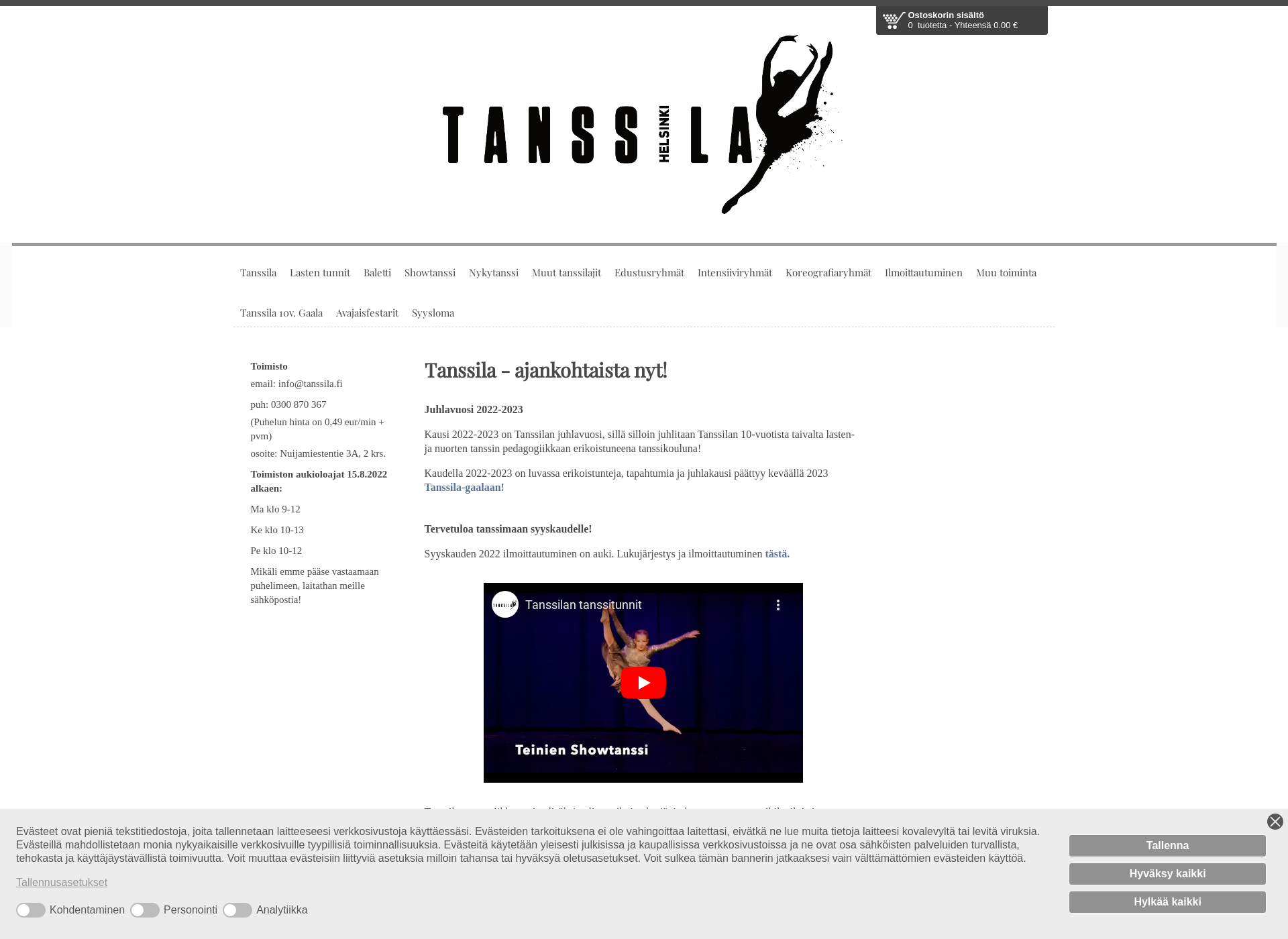 Skärmdump för tanssila.fi