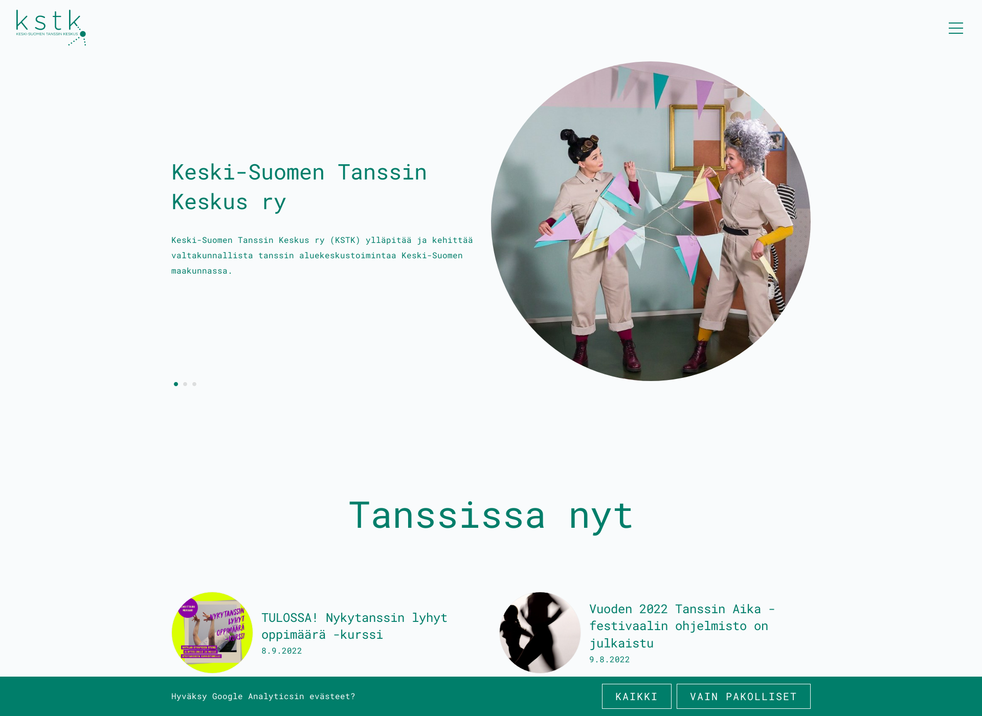 Skärmdump för tanssinkeskus.fi