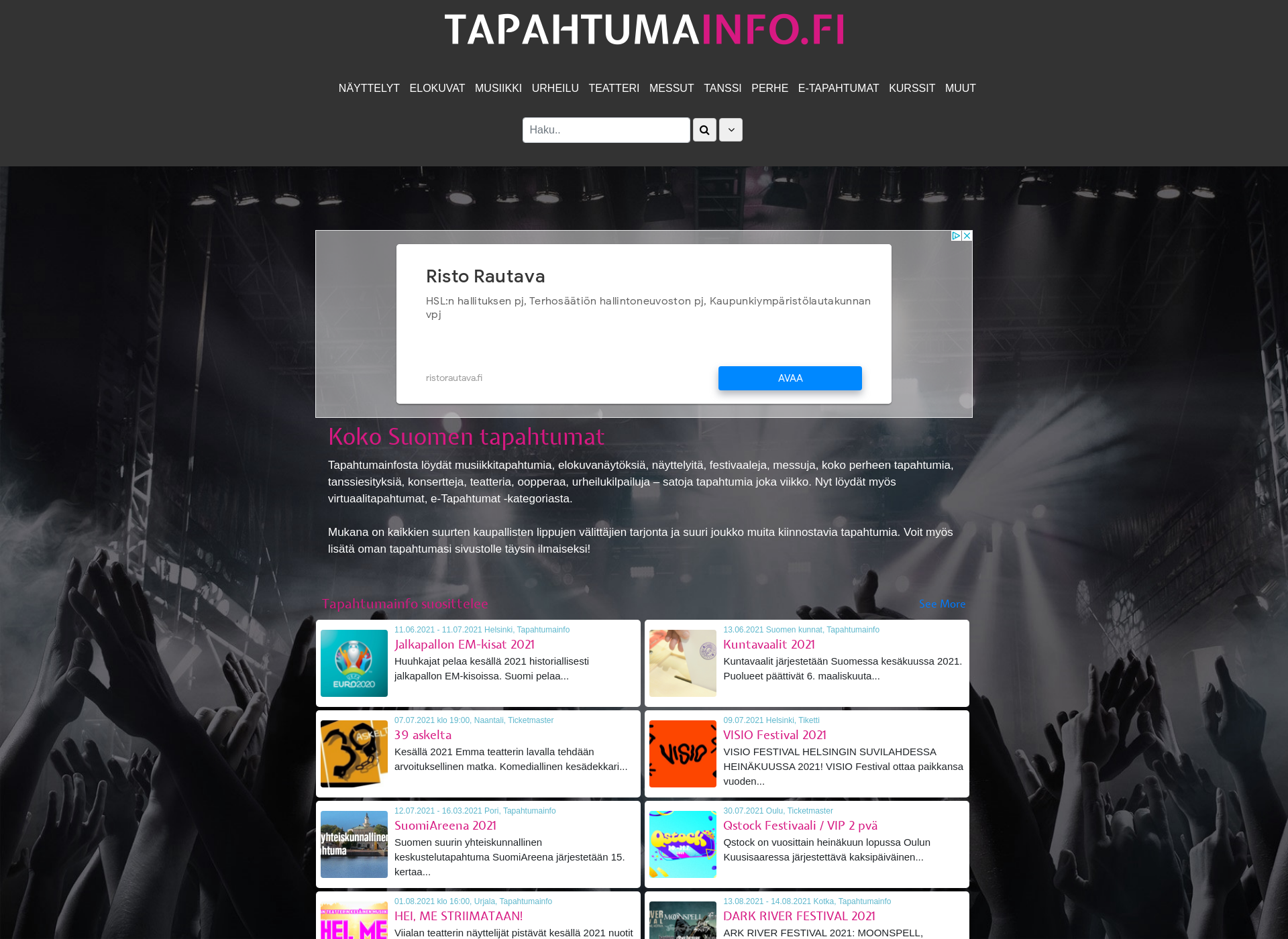 Screenshot for tapahtumaonline.fi