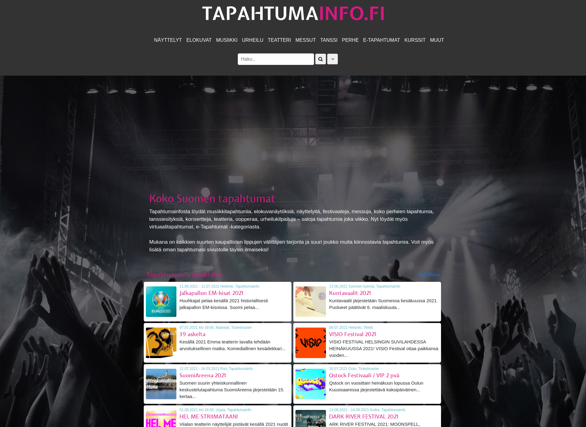 Screenshot for tapahtumatonline.fi