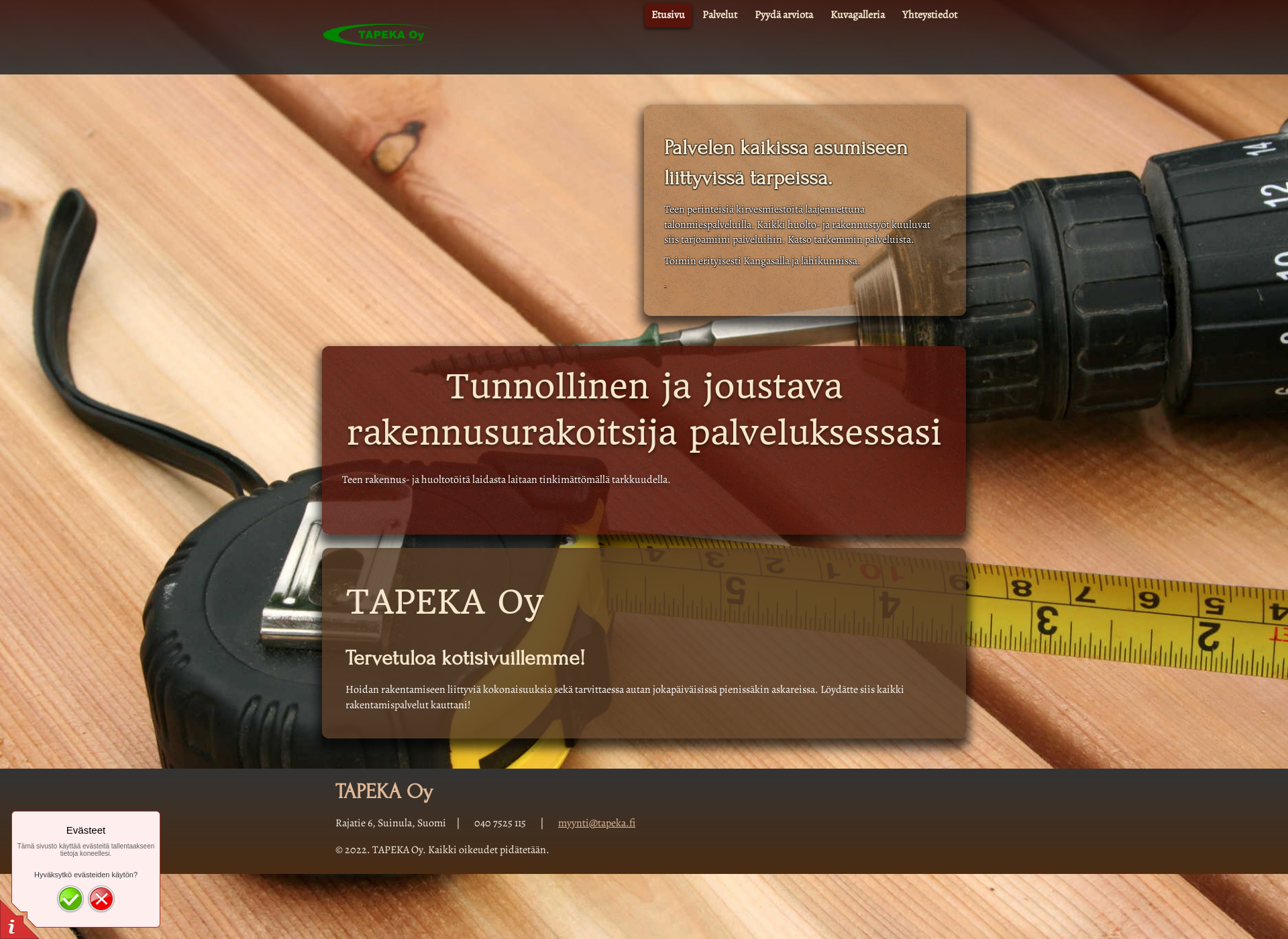 Skärmdump för tapeka.fi
