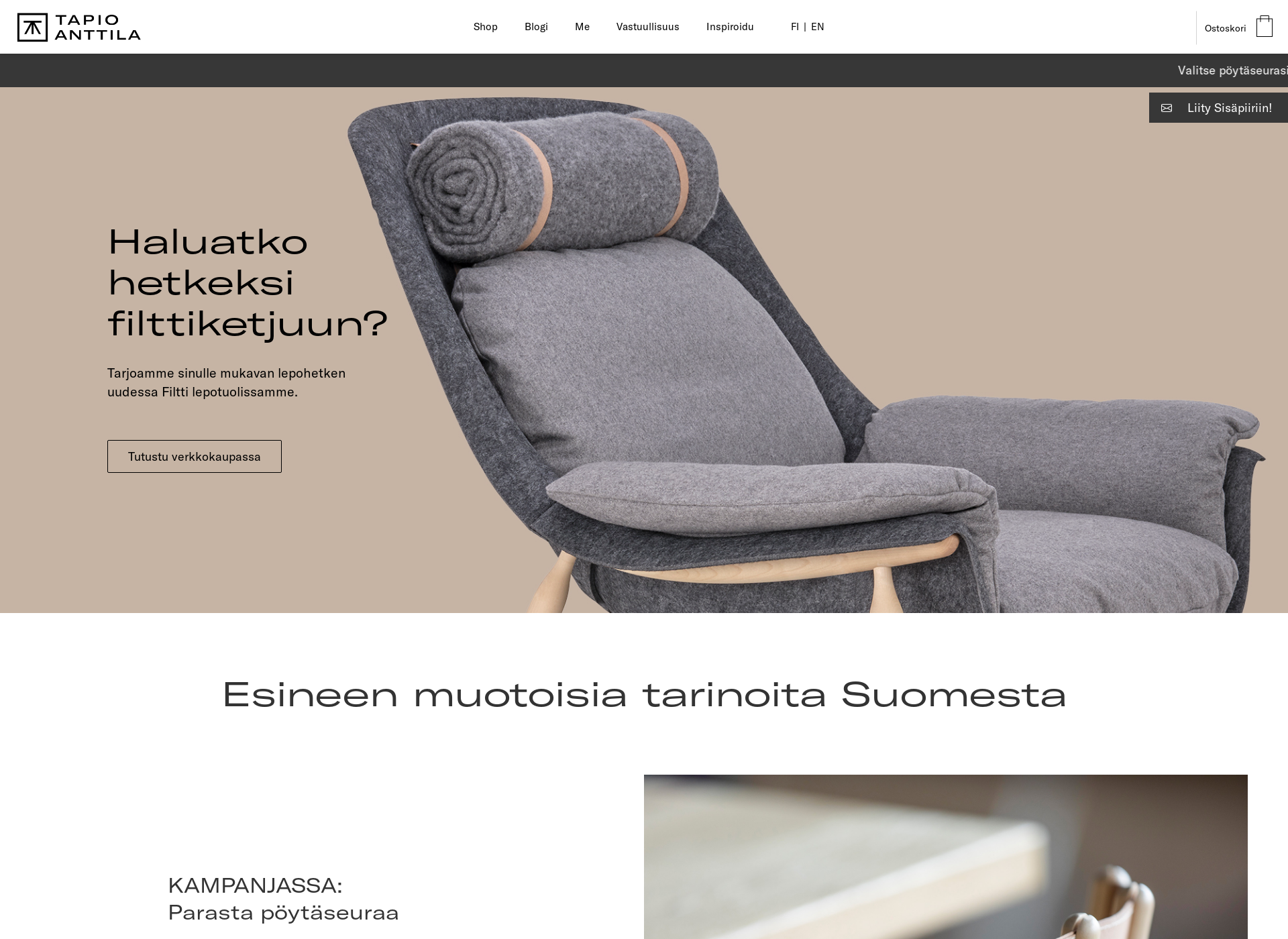 Skärmdump för tapioanttilacollection.fi