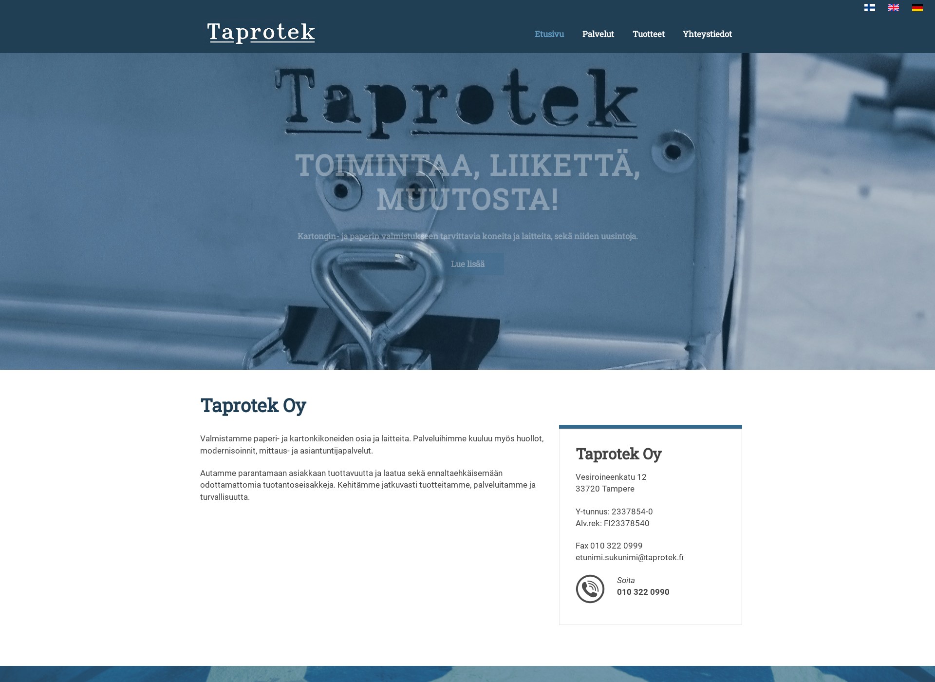 Screenshot for taprotek.fi