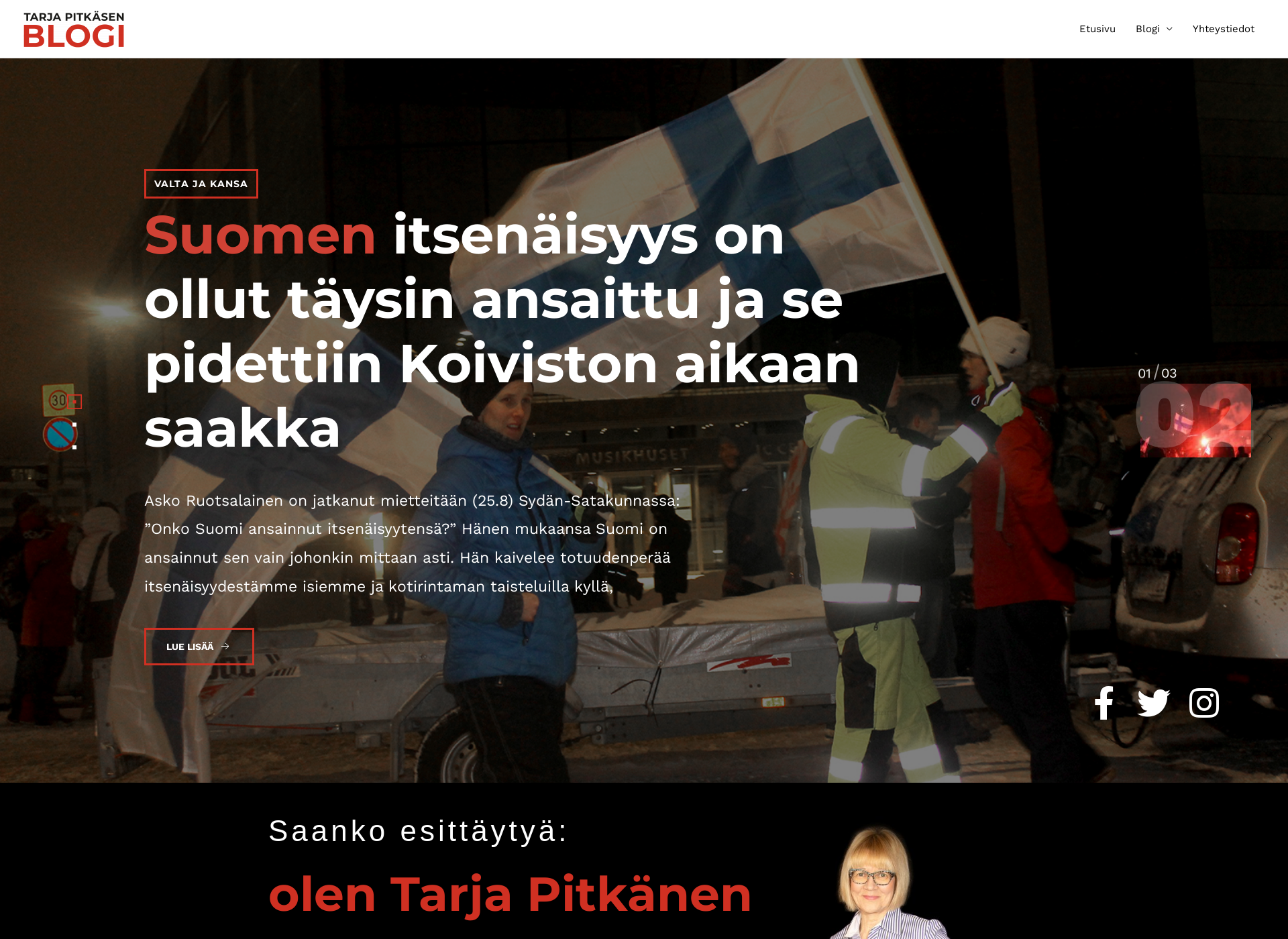Skärmdump för tarjapitkanen.fi