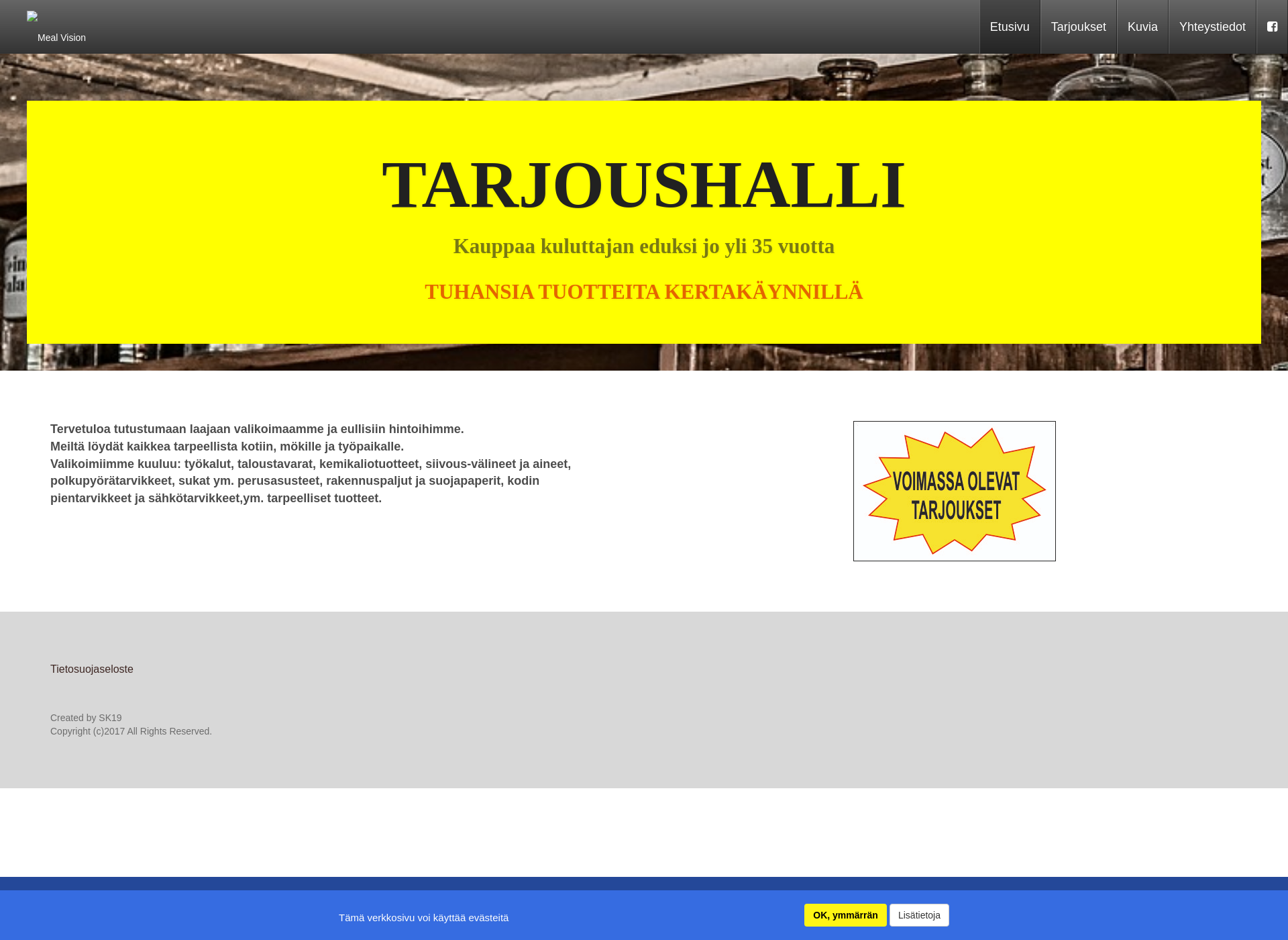 Skärmdump för tarjoushalli.fi