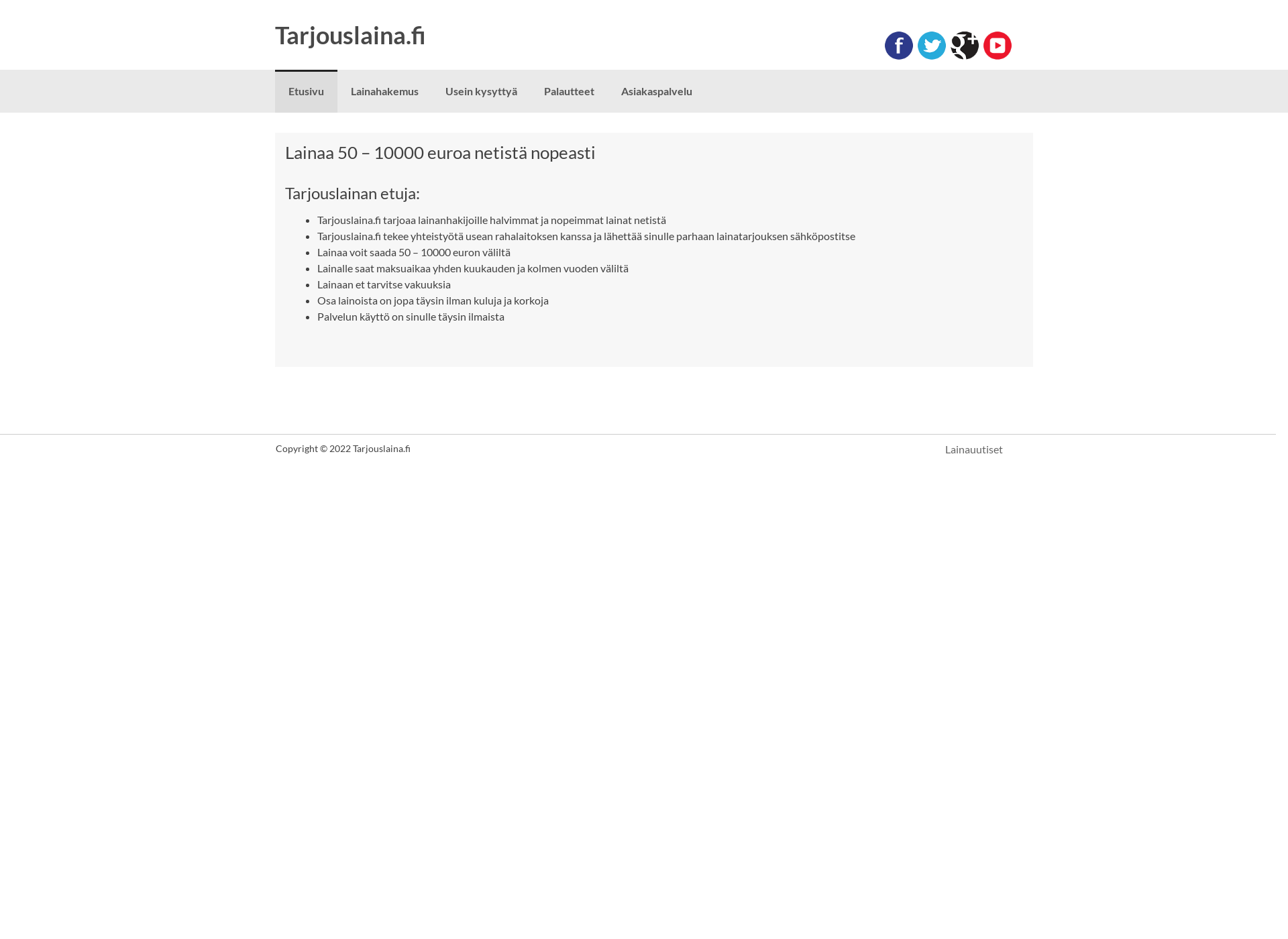 Skärmdump för tarjouslaina.fi