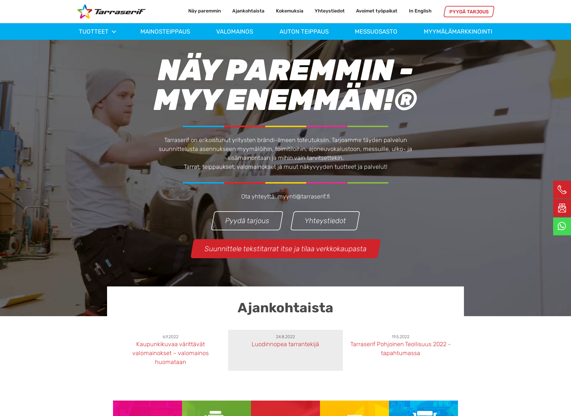 Skärmdump för tarraserif.fi