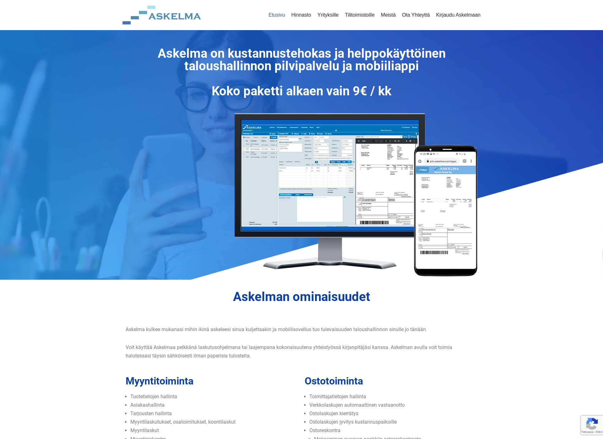 Skärmdump för tasesampo.fi
