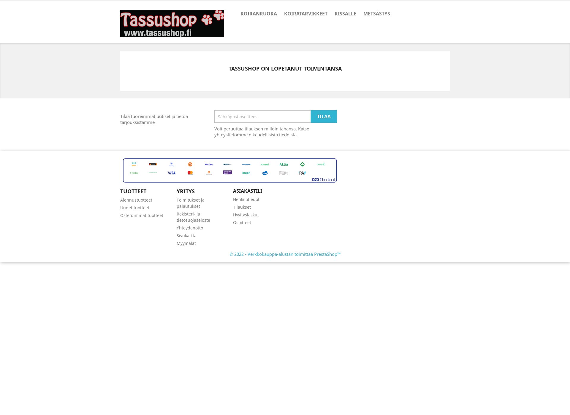 Skärmdump för tassushop.fi