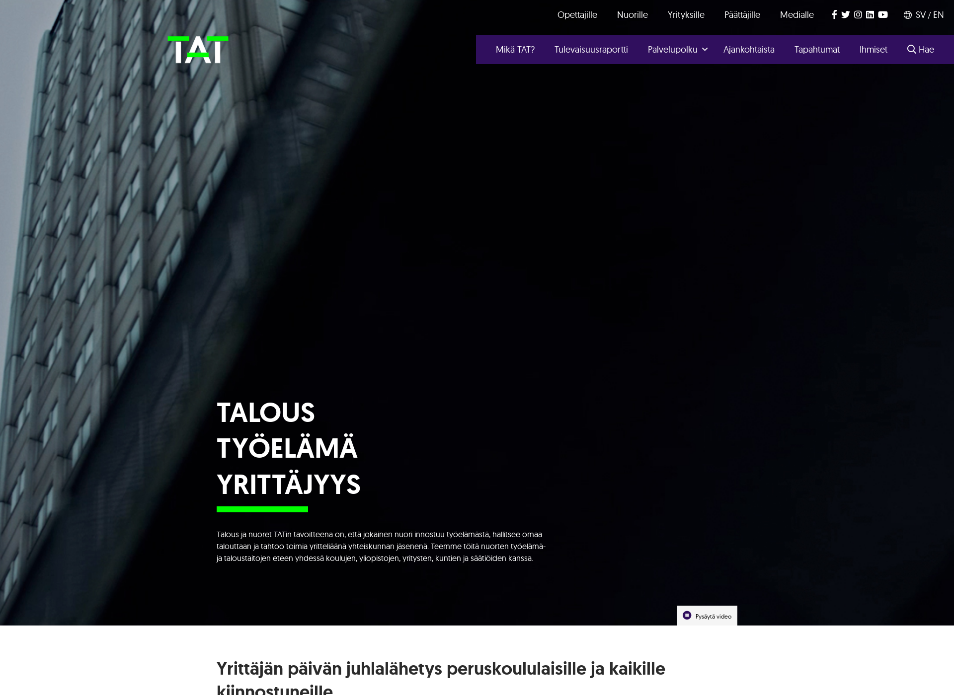 Skärmdump för tat.fi