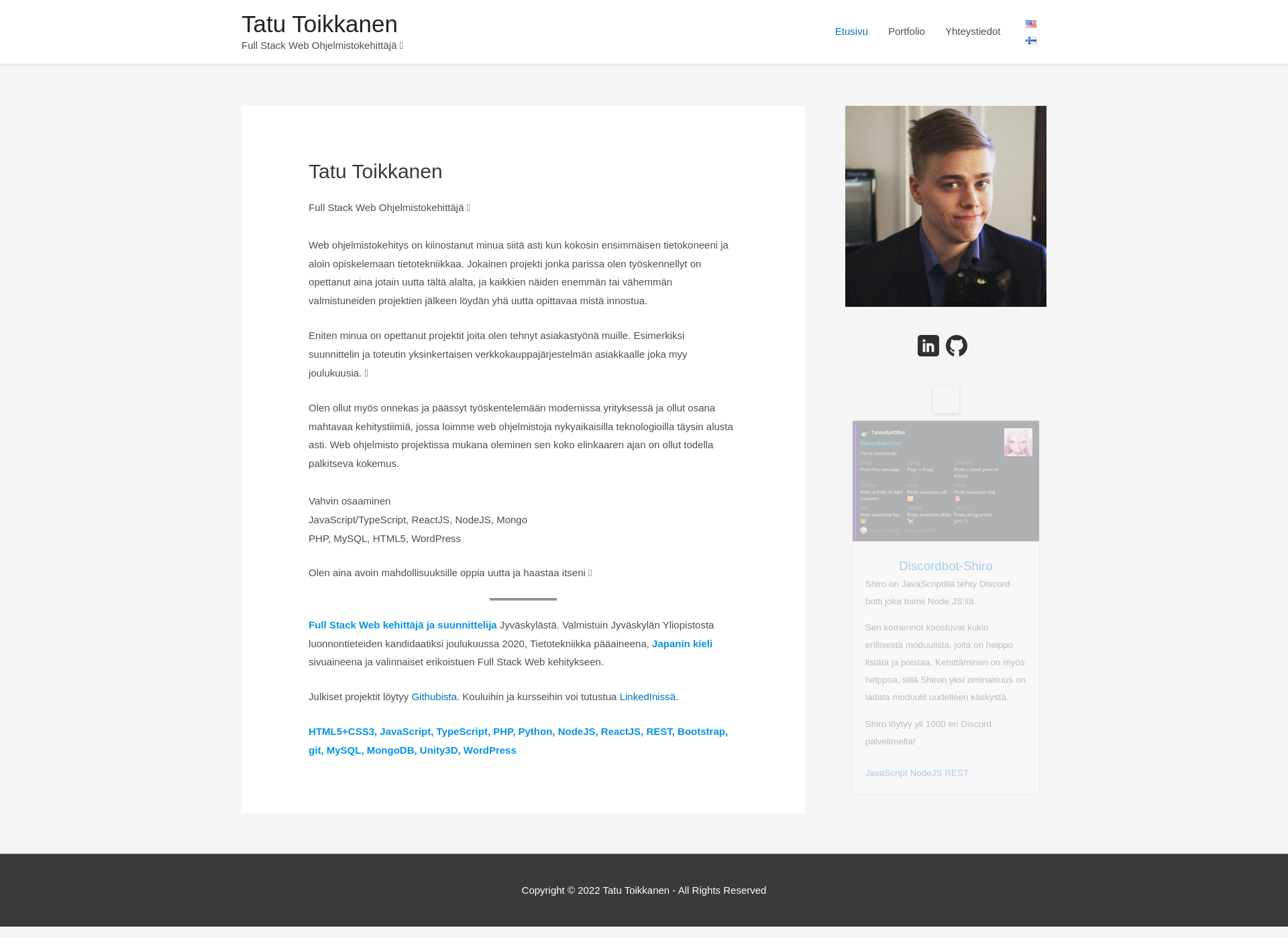 Skärmdump för tatato.fi