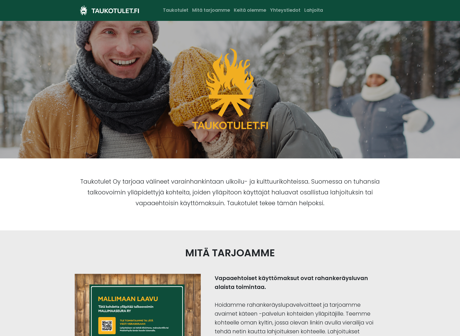 Skärmdump för taukotulet.fi