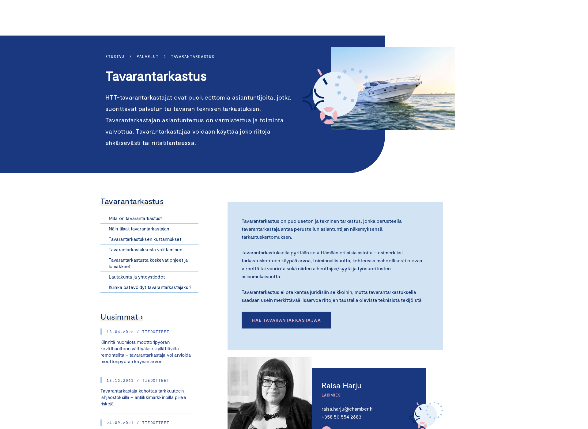 Skärmdump för tavarantarkastus.fi