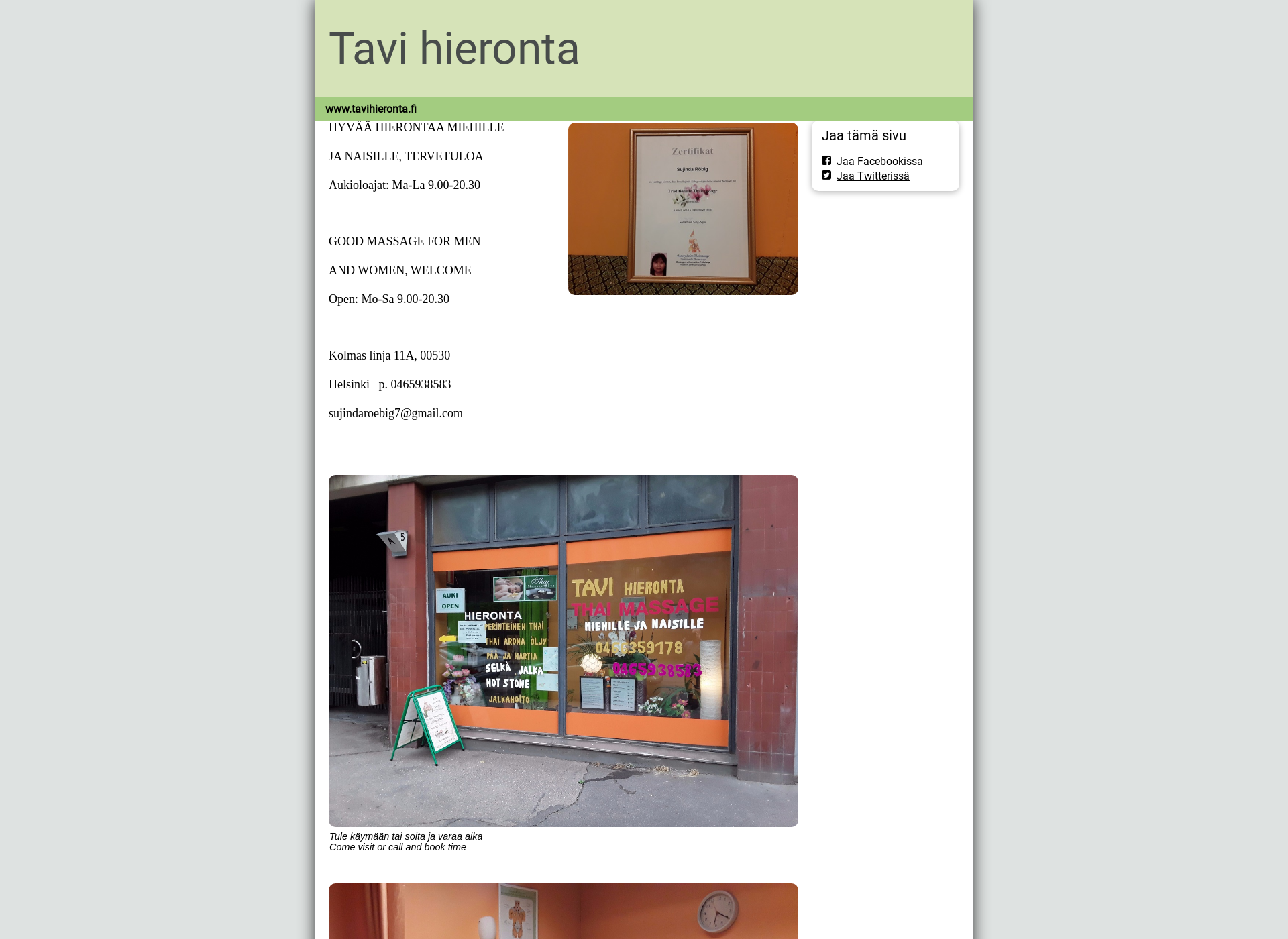 Screenshot for tavihieronta.fi