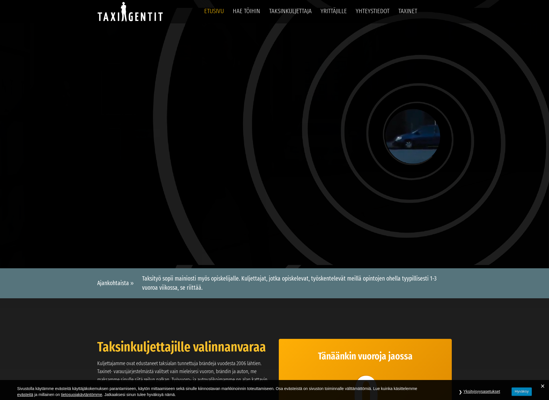 Skärmdump för taxiagentit.fi