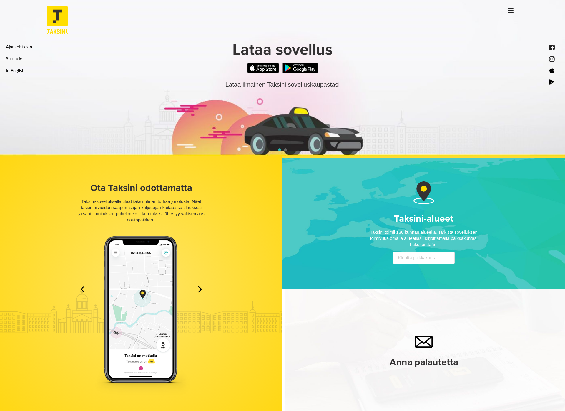 Näyttökuva taxiapp.fi