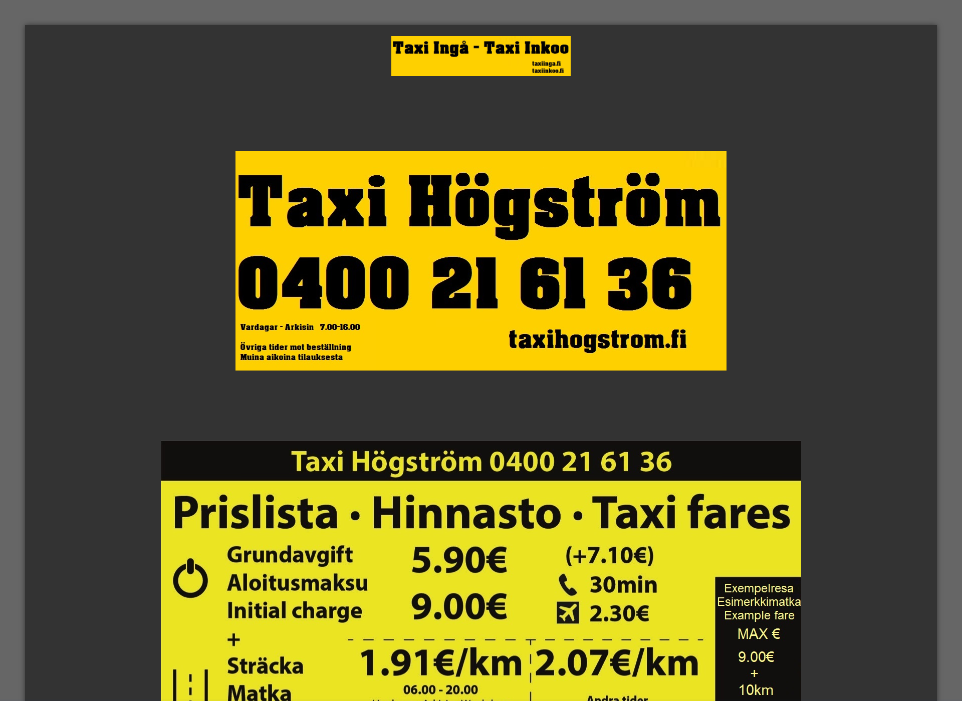 Screenshot for taxiinga.fi
