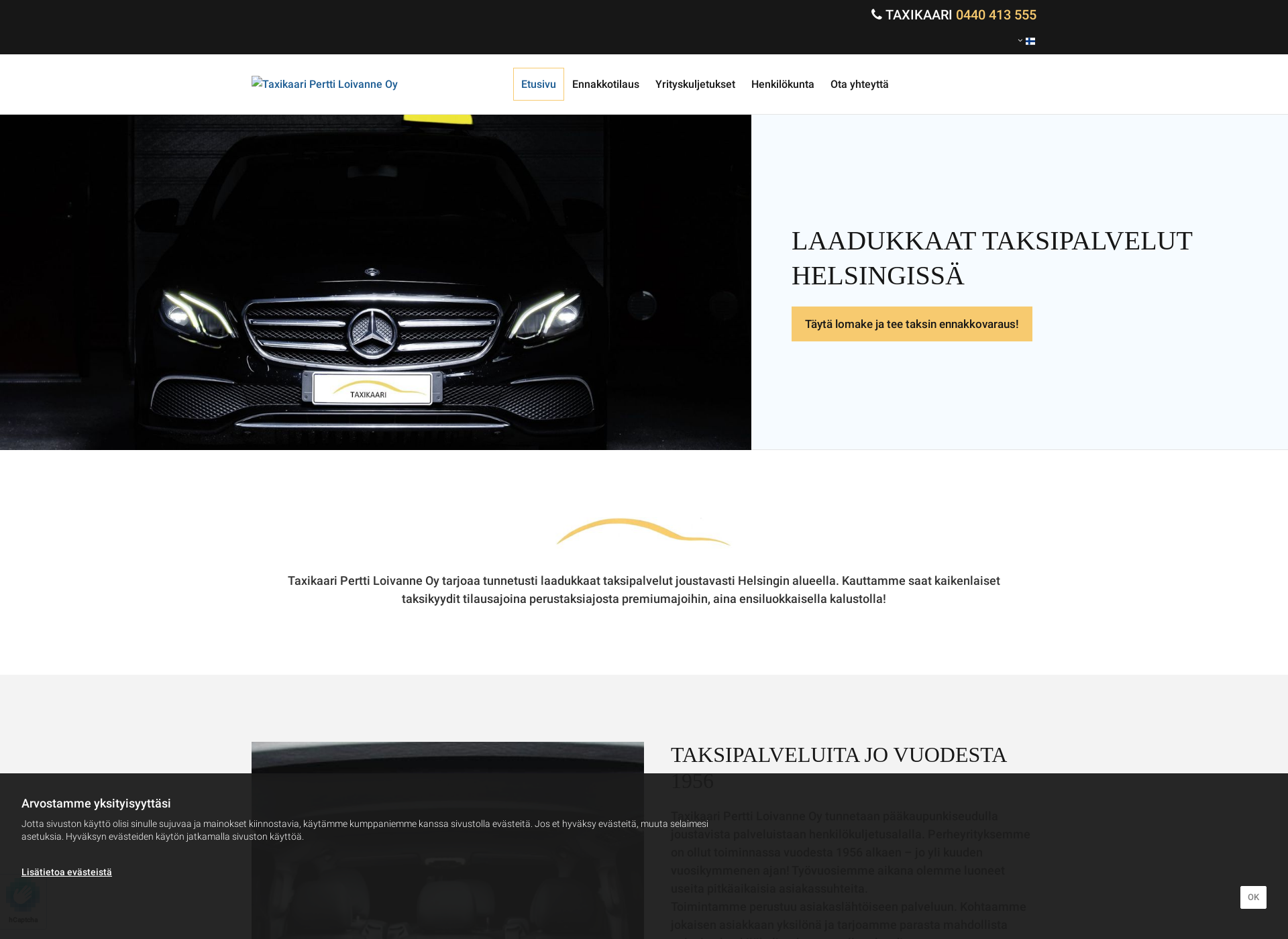 Skärmdump för taxikaari.fi